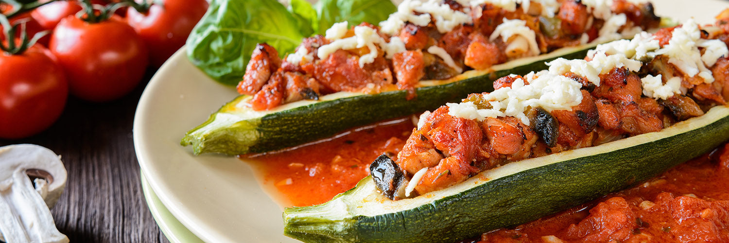Stuffed zucchini with meat and vegetable
