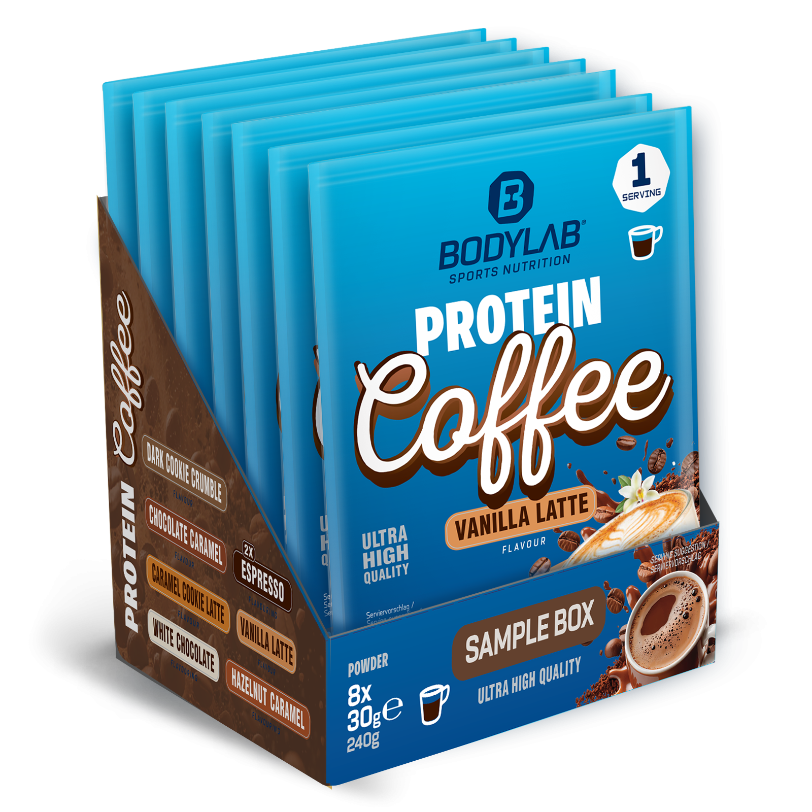 Protein Coffee Probierbox (8 Proben je 30g)