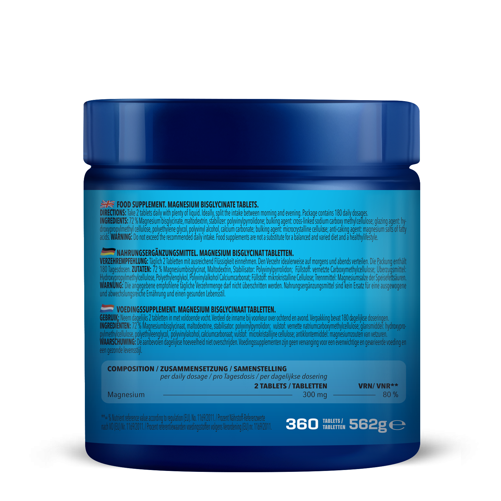 100% Magnesium Bisglycinat (360 Tabletten)