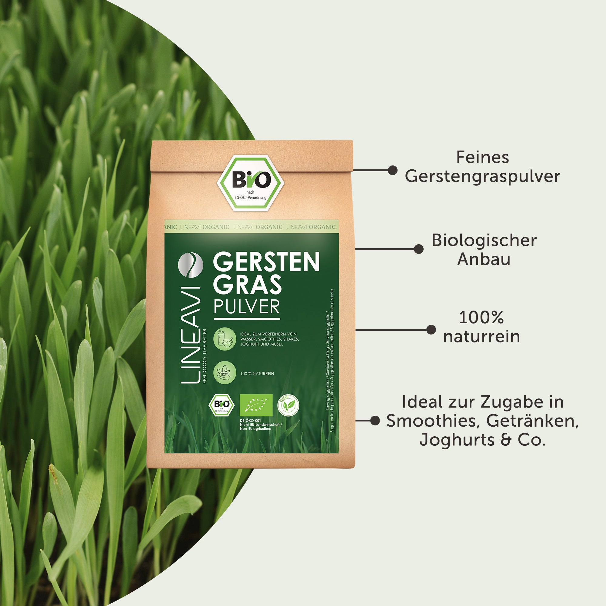 Doppelpack: Gerstengraspulver bio (2x1000g)