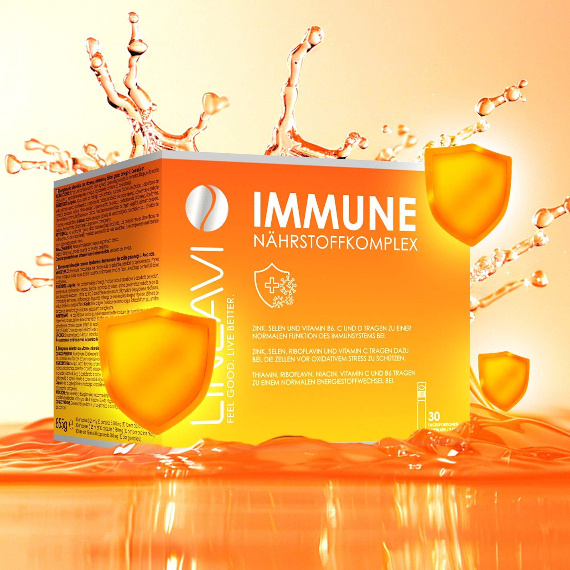 Immun 3-Monatspackung (3x30x25ml Trinkfläschchen + 3x30 Omega 3 Kapseln)