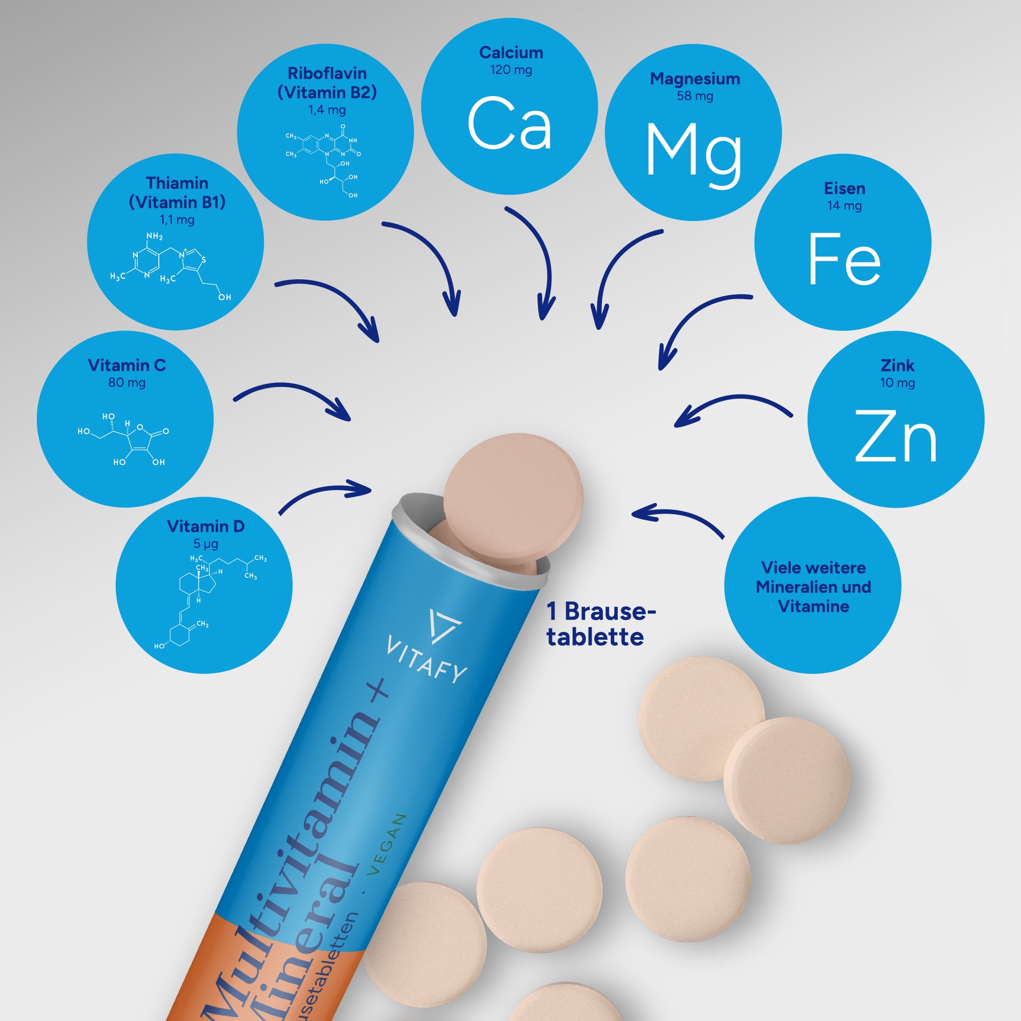 Multivitamin + Mineral - Pfirsich (20 Brausetabletten) - 6er Pack