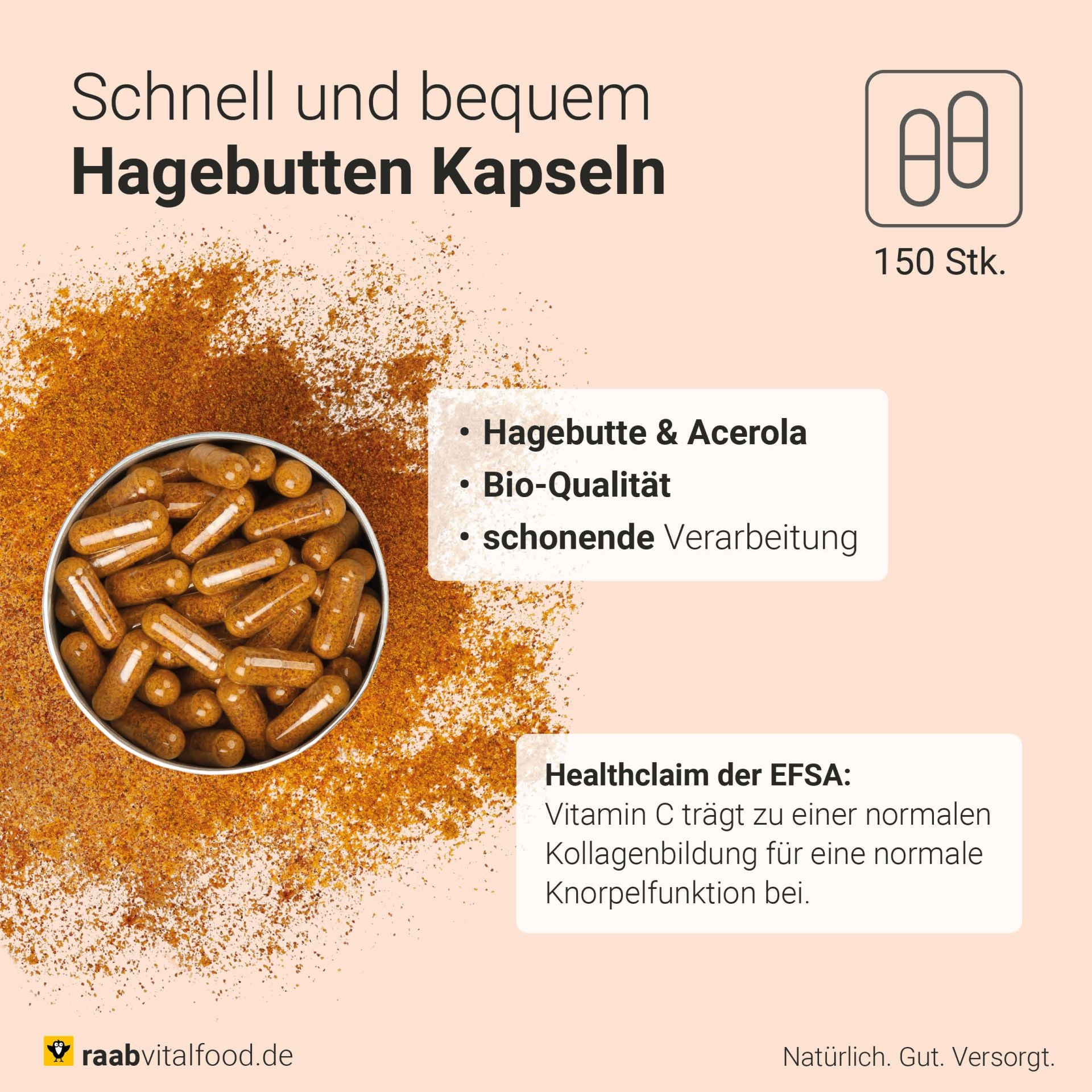 Hagebutte bio (150 Kapseln)