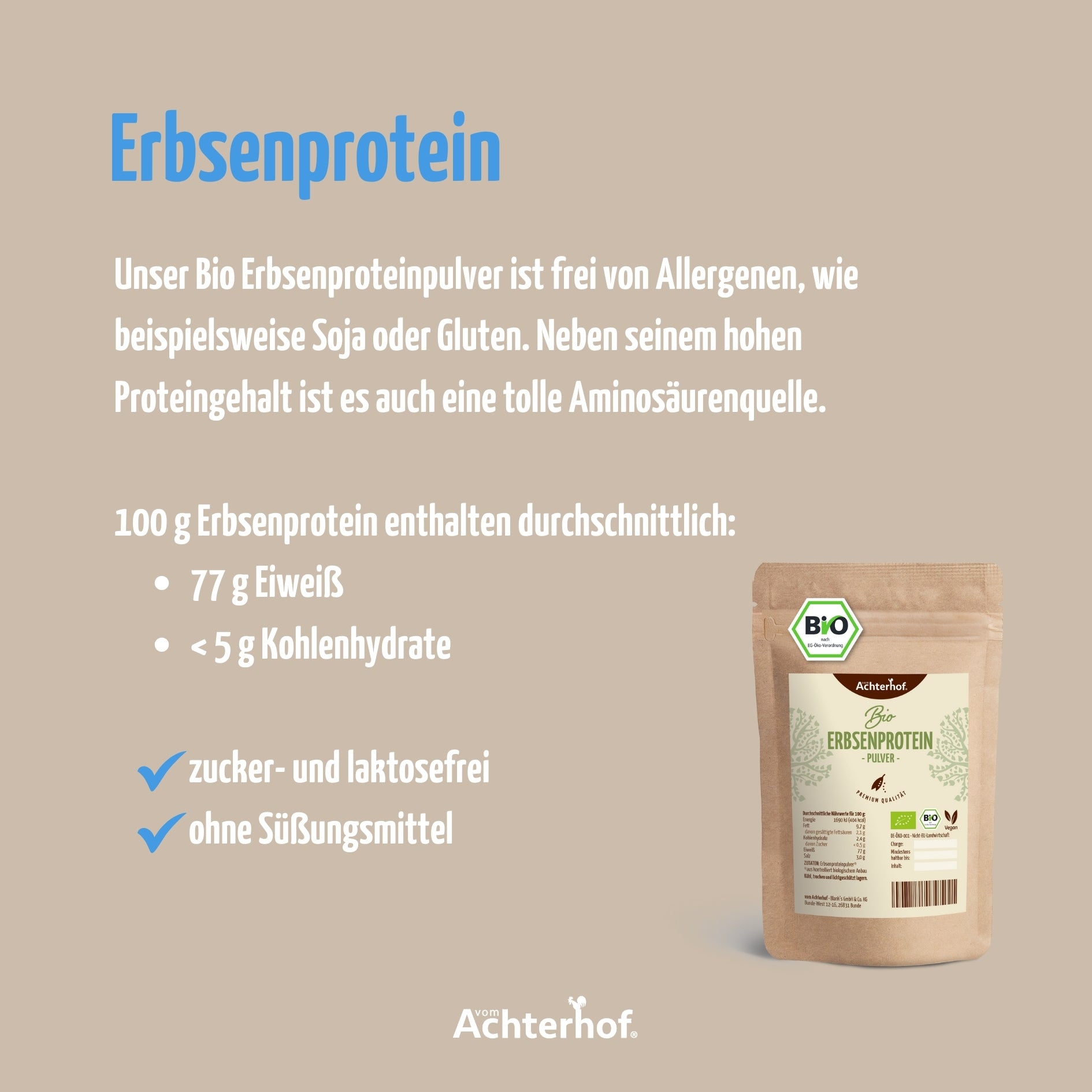Erbsenprotein Pulver Bio (250g)