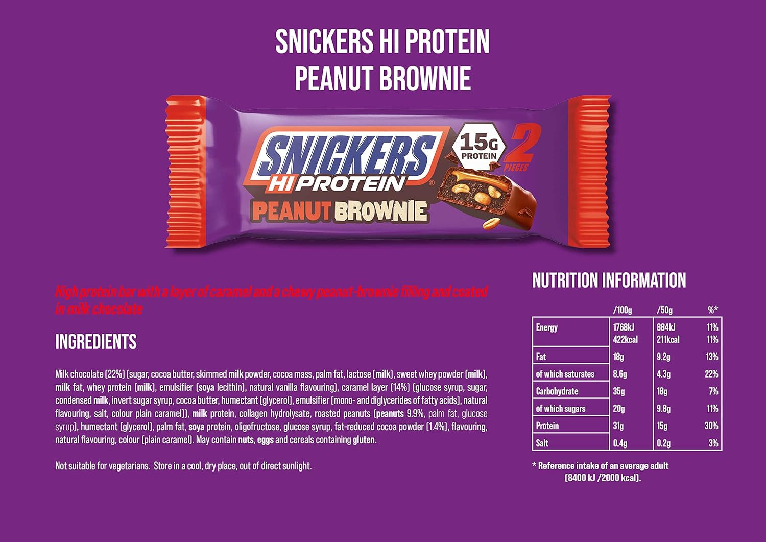 Snickers High Protein Bar Peanut Brownie (12x50g)