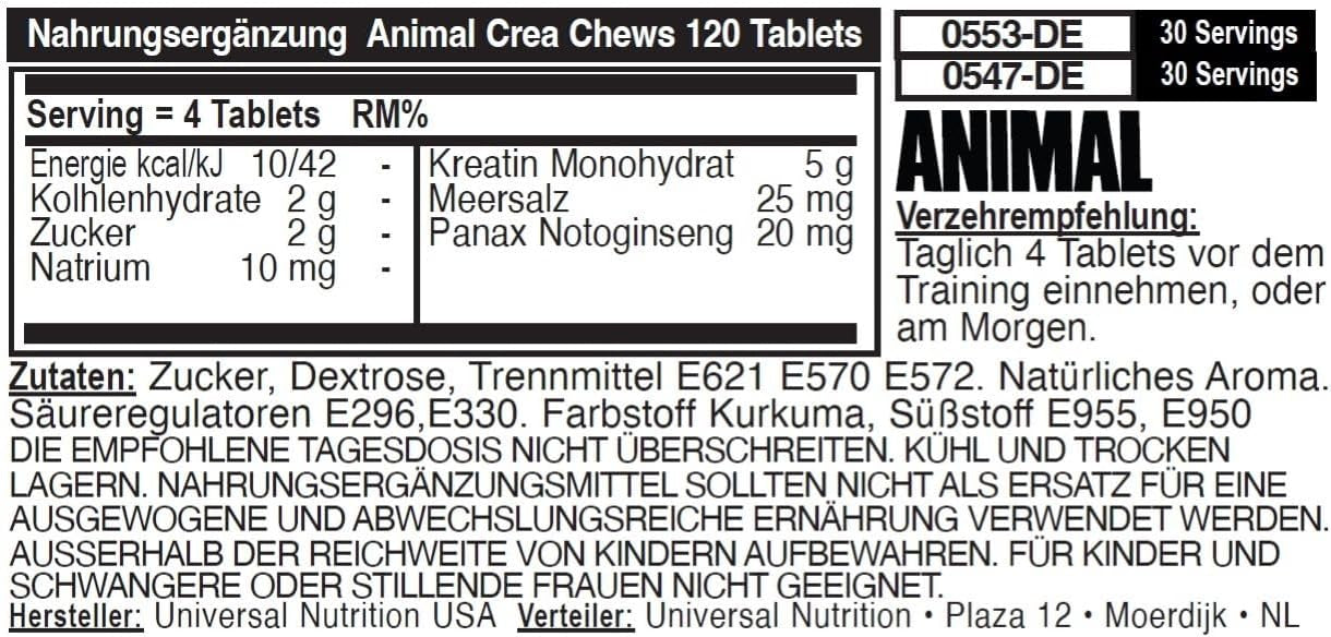 Animal Creatine Chews (120 Kautabletten)