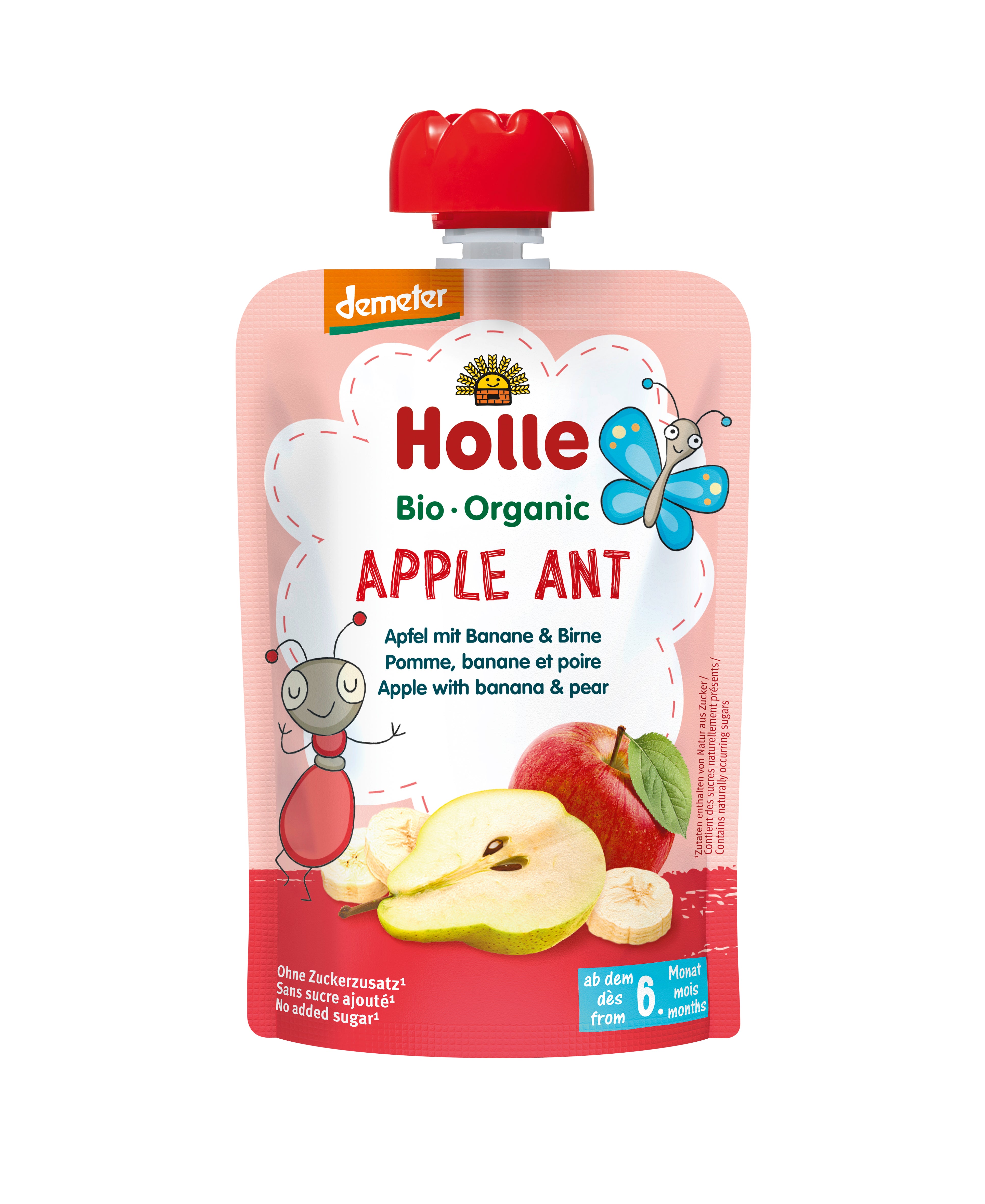 Demeter Apple Ant - Pouchy Apfel & Banane mit Birne ab dem 6. Monat (100g)