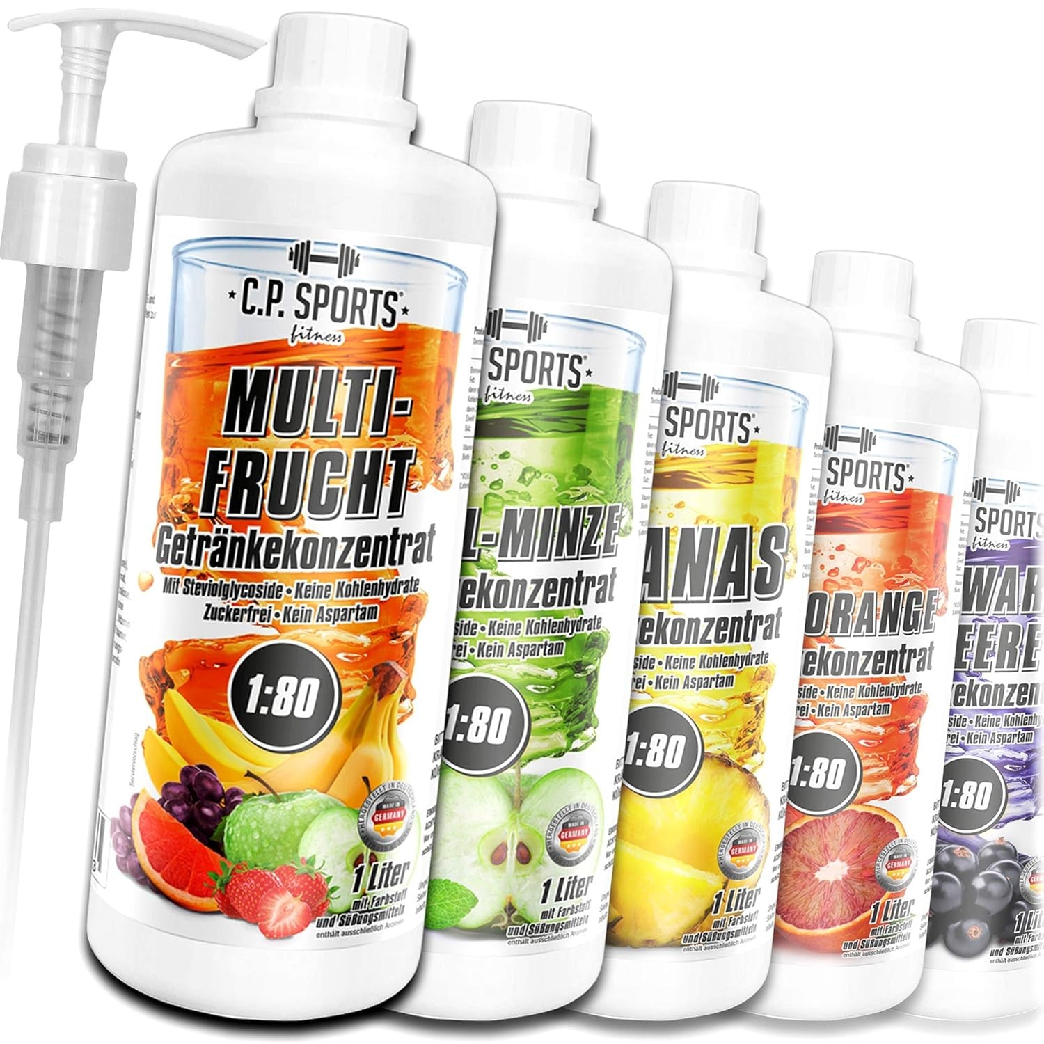 C.P. Sports Getränkekonzentrat (1000ml) + Dosierpumpe