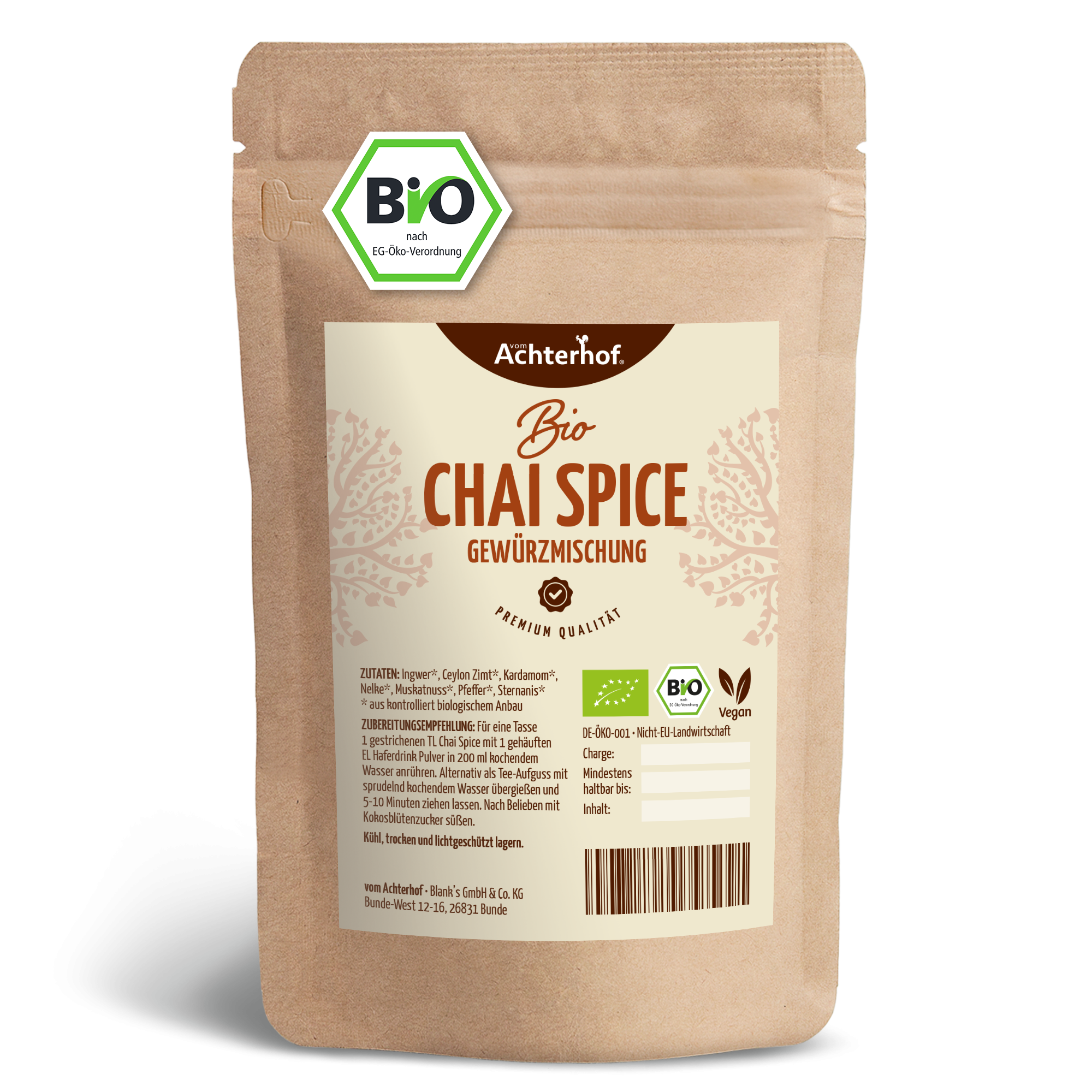Bio Chai Spice Gewürzmischung – zuckerfrei (250g)