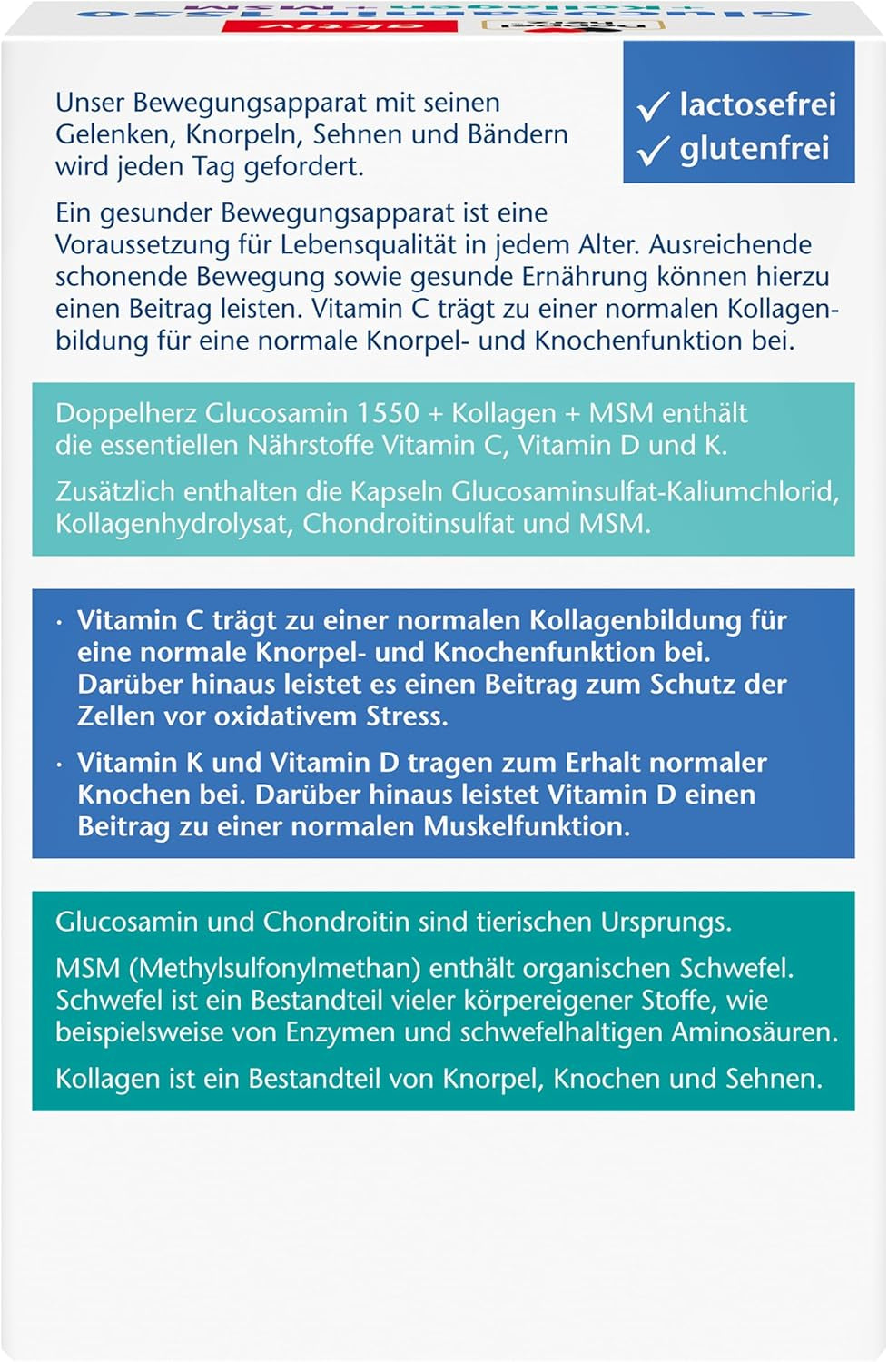 Glucosamin 1550 + Kollagen + MSM + Vitamin C (2x100 Kapseln)