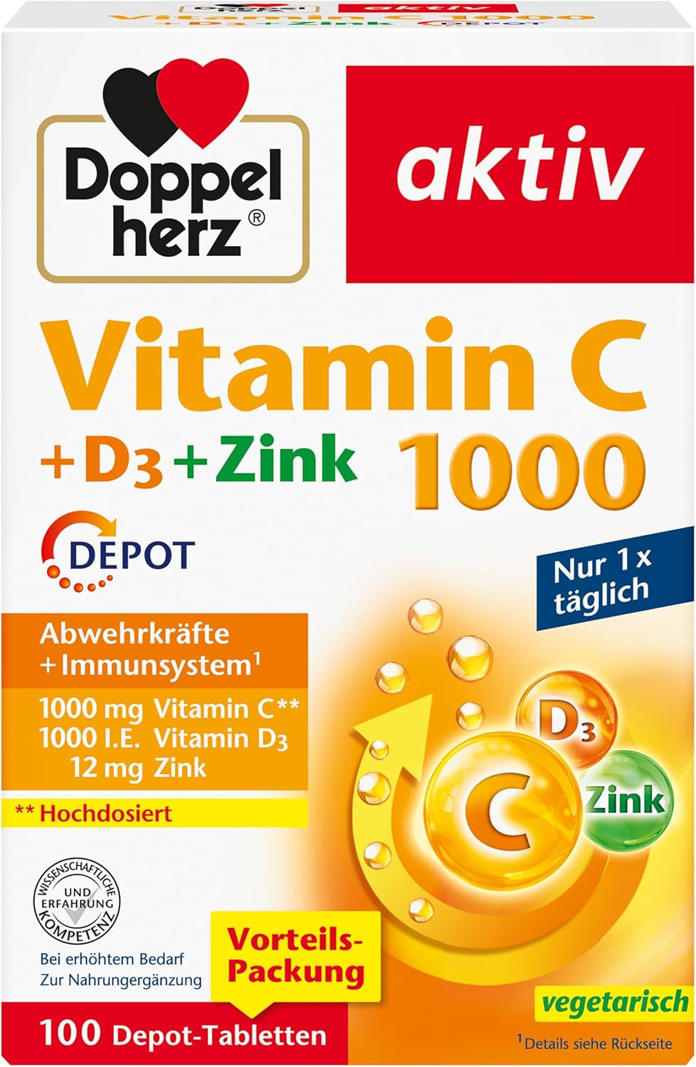 Vitamin C 1000 + D3 + Zink Depot (100 Depot-Tabletten)