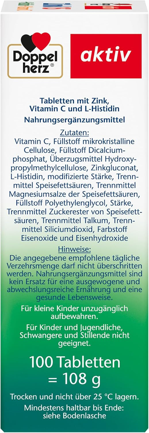 Zink 15 + Histidin + Vitamin C Depot (100 Tabletten)