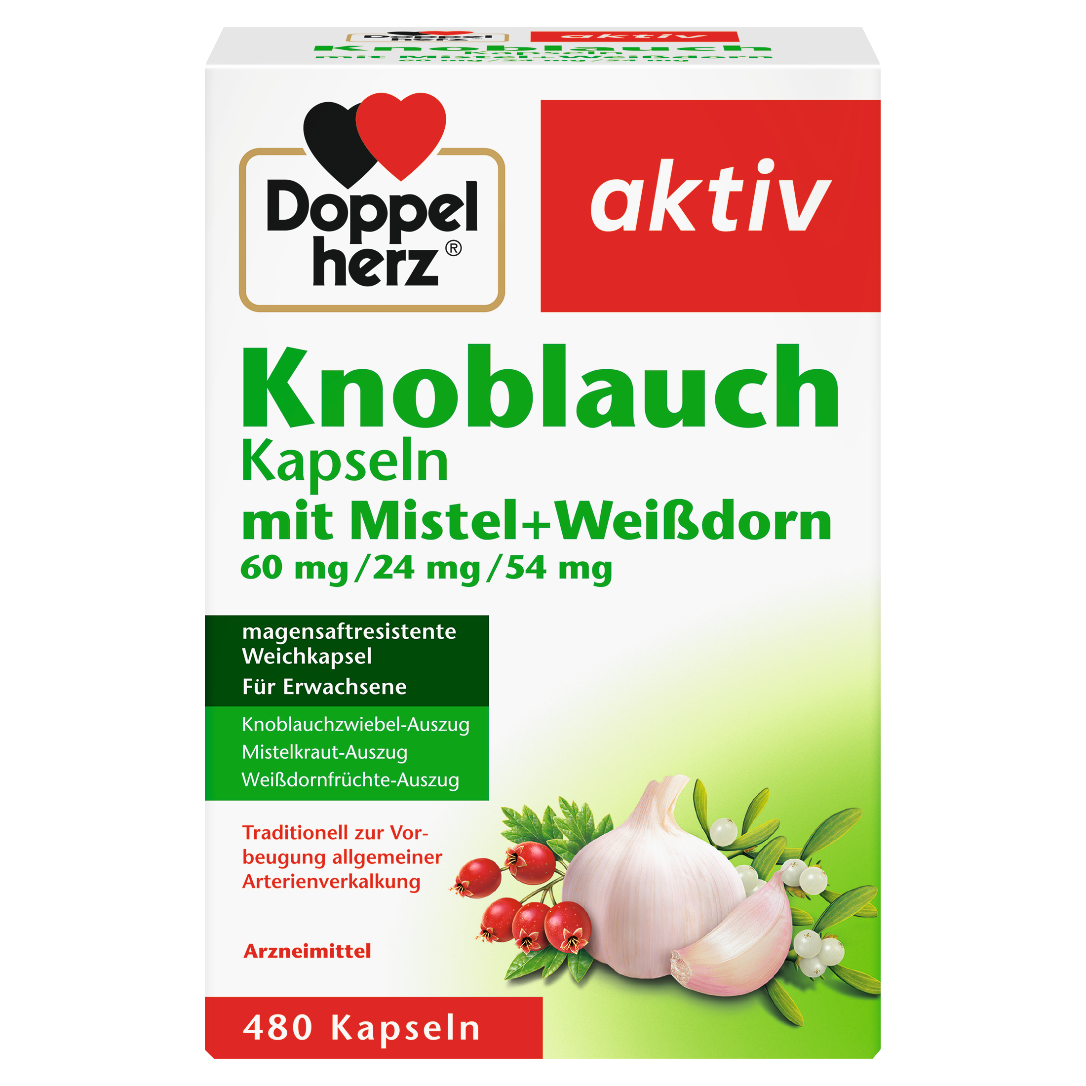 Knoblauch Kapseln mit Misteln + Weißdorn + Vitamin B1 (480 Kapseln)