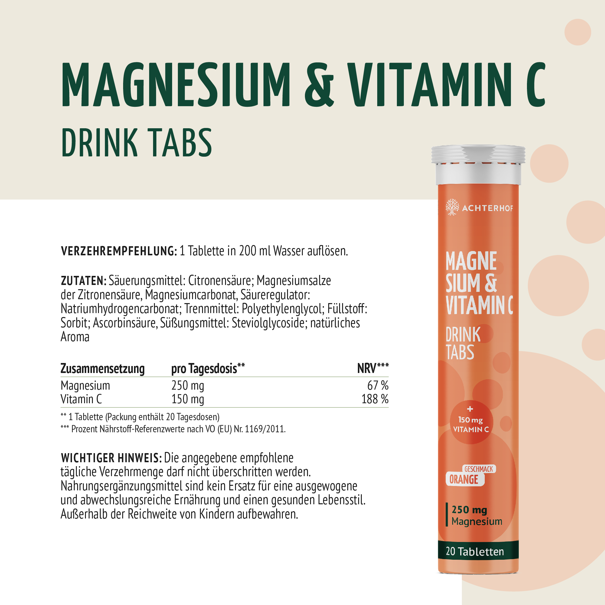 Magnesium & Vitamin C Drink Tabs (20 Tabletten)