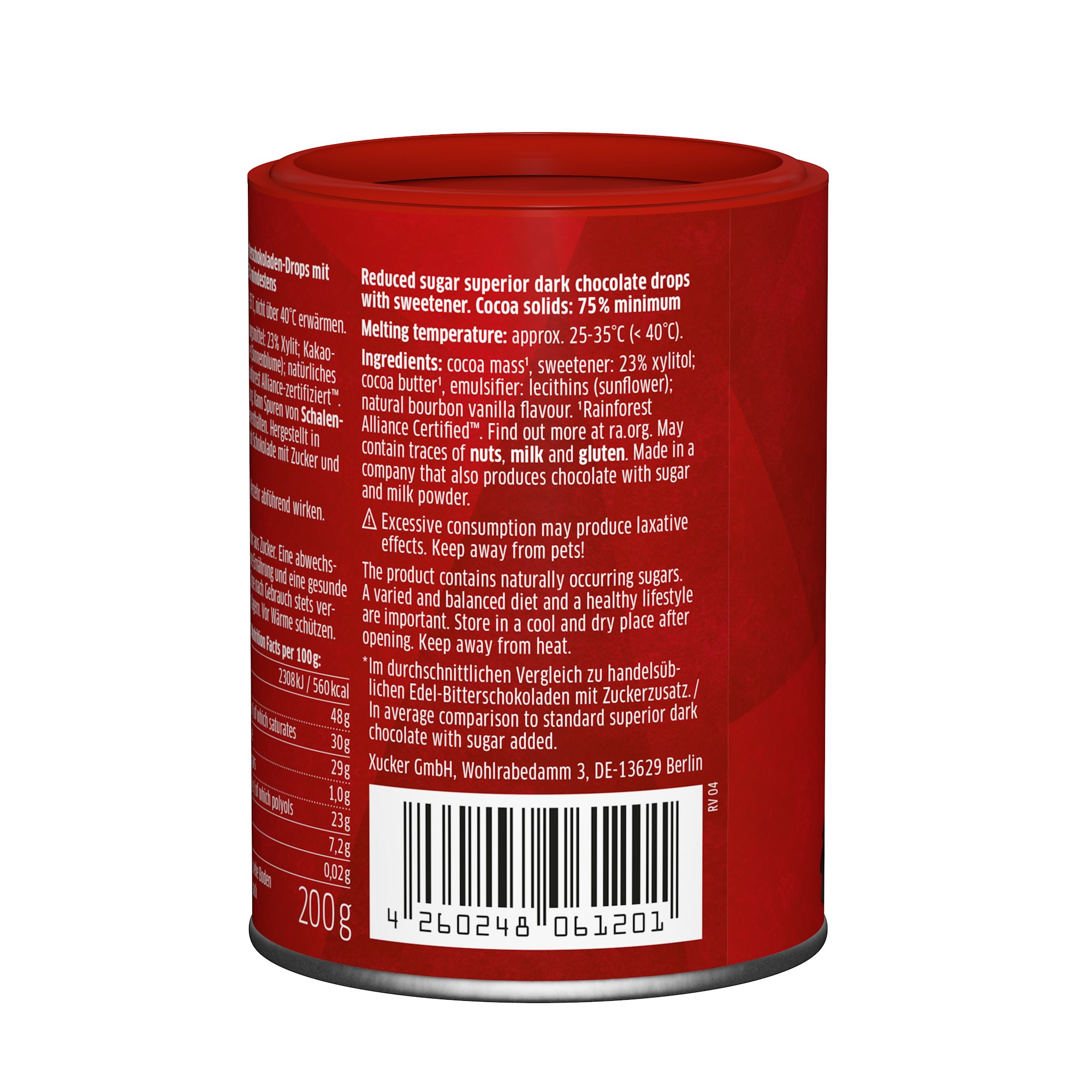 Vegane Schokodrops Edelbitter mit finnischem Xylit (200g)