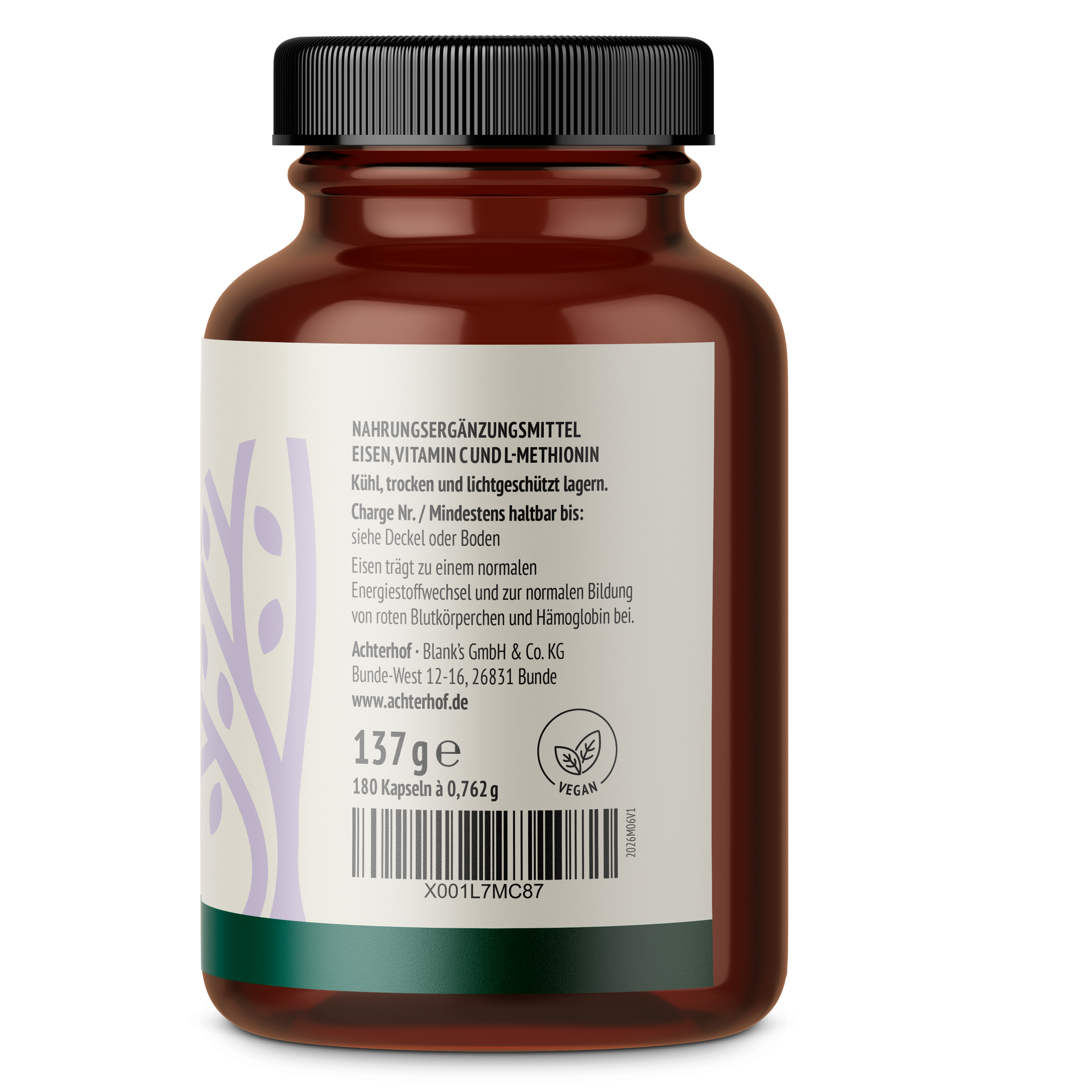 Eisen + Vitamin C Kapseln (180 Kapseln)