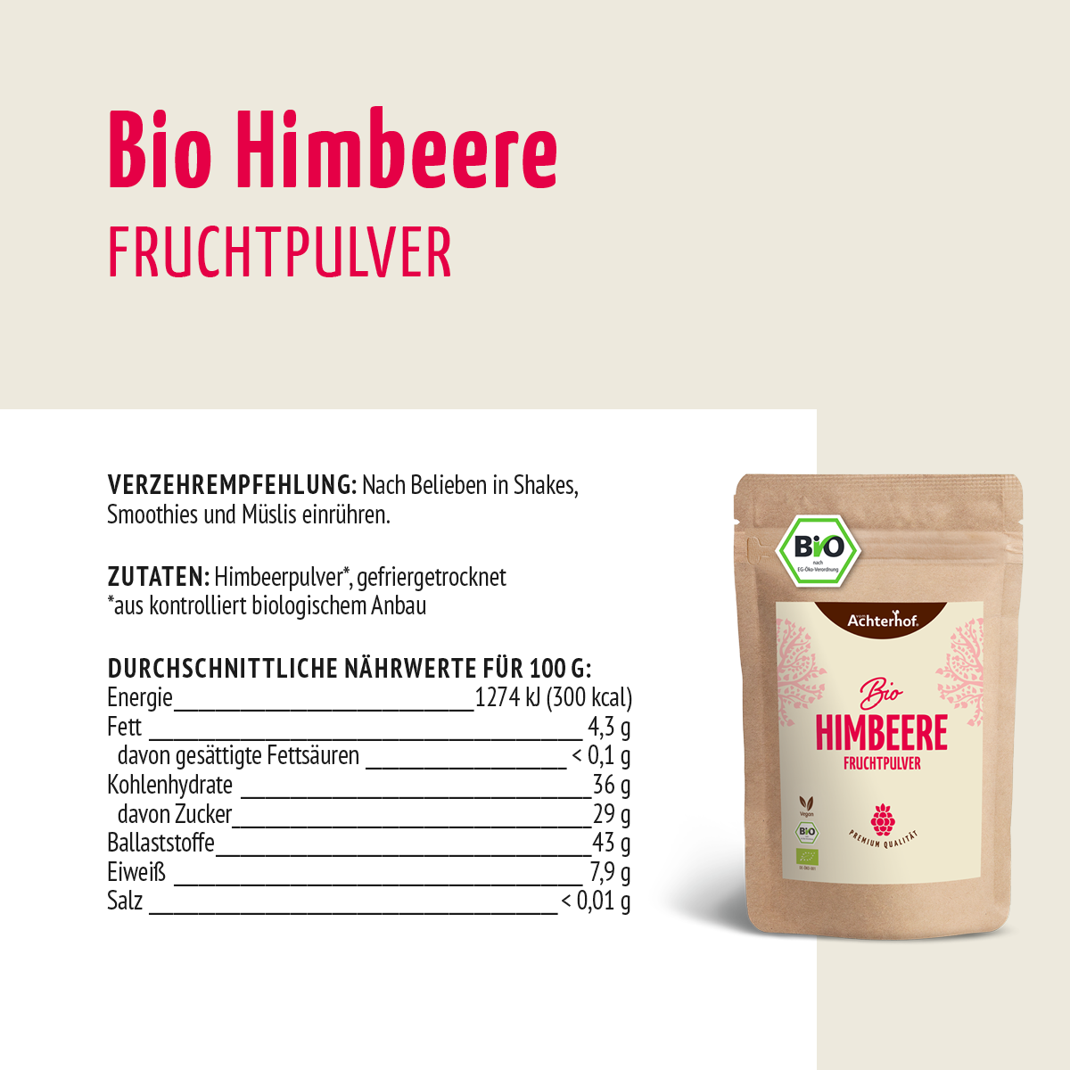 Bio Himbeere Fruchtpulver (100g)