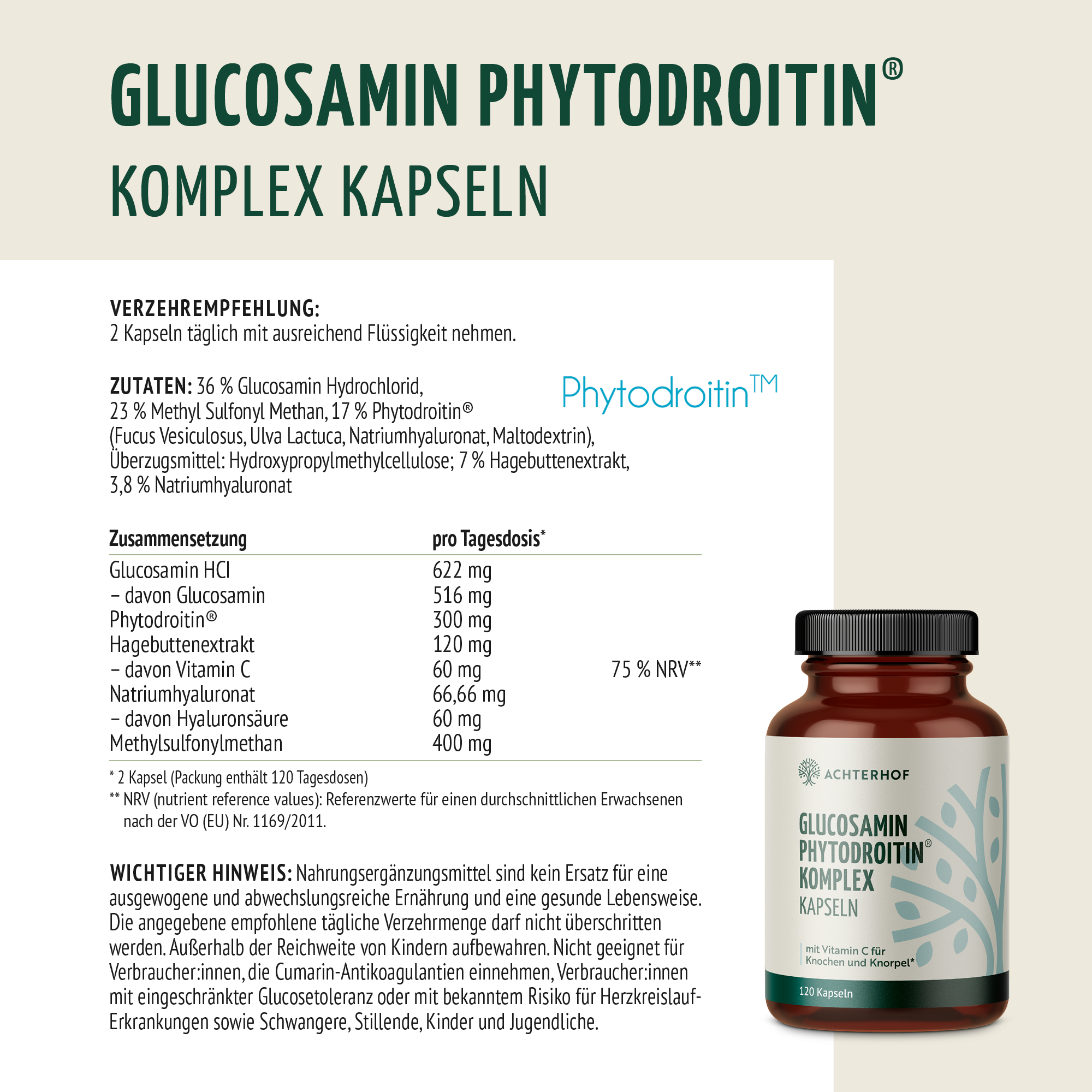Glucosamin Phytodroitin® Komplex Kapseln (120 Kapseln)