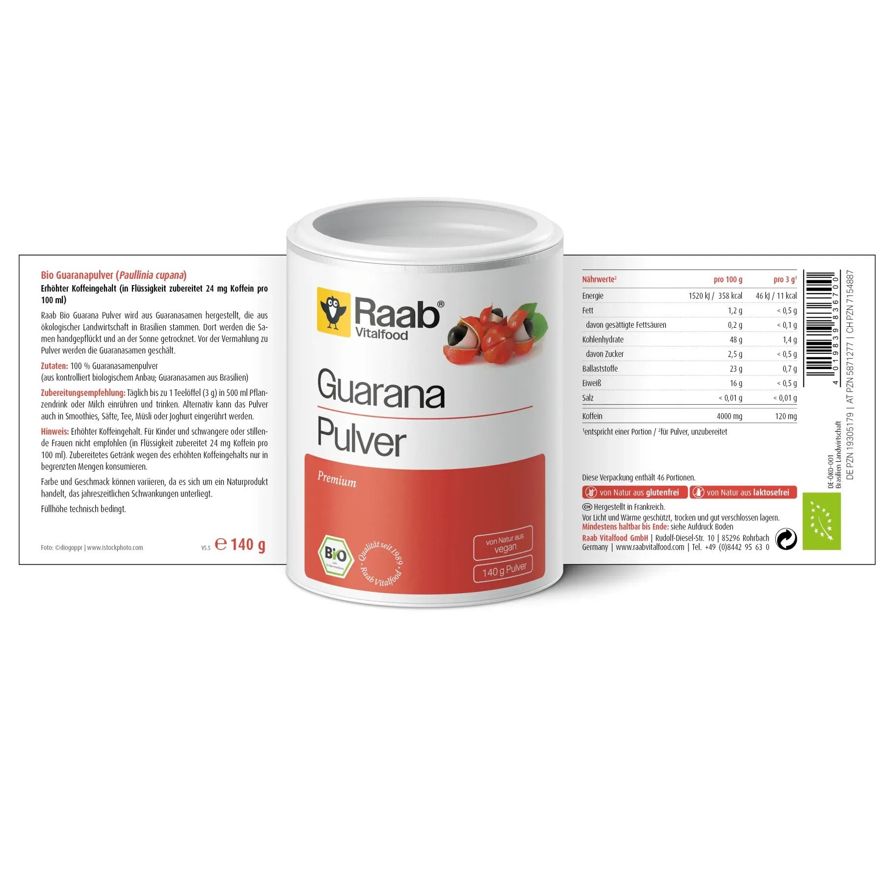 Bio Guarana Pulver (140g)