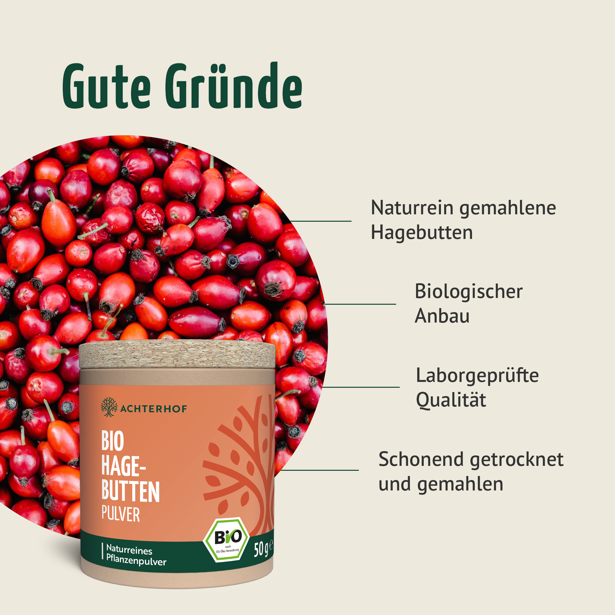 Bio Hagebutten Pulver (50g)