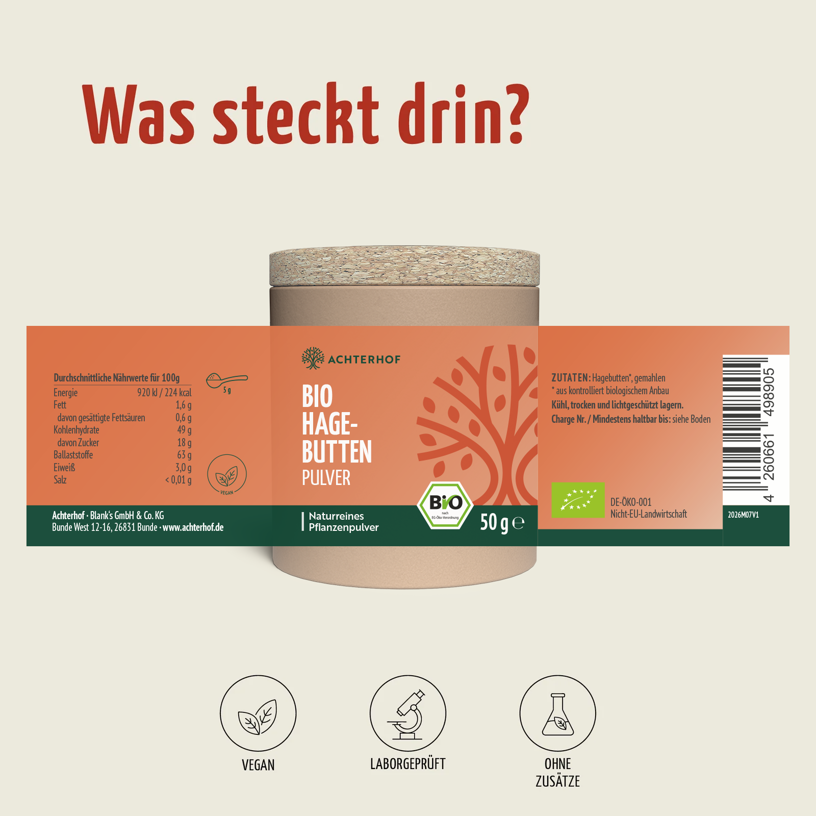 Bio Hagebutten Pulver (50g)