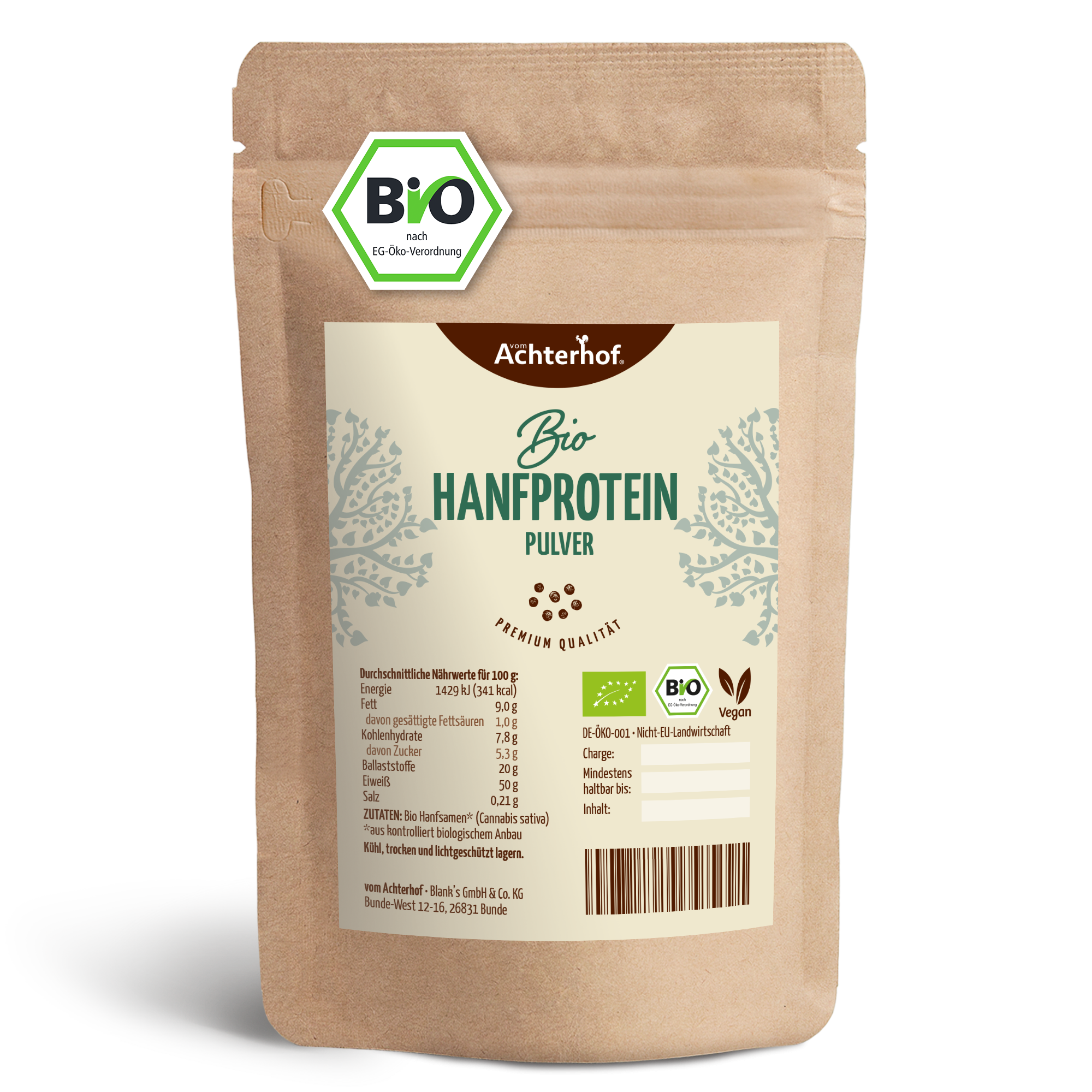 Hanfprotein Pulver Bio (500g)