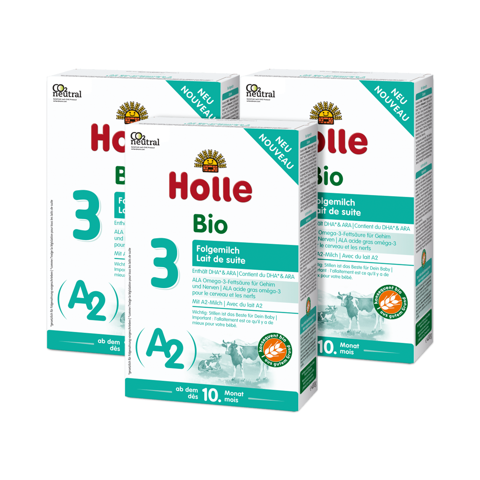 3er Pack A2 Bio-Folgemilch 3 ab dem 10. Monat (400g)