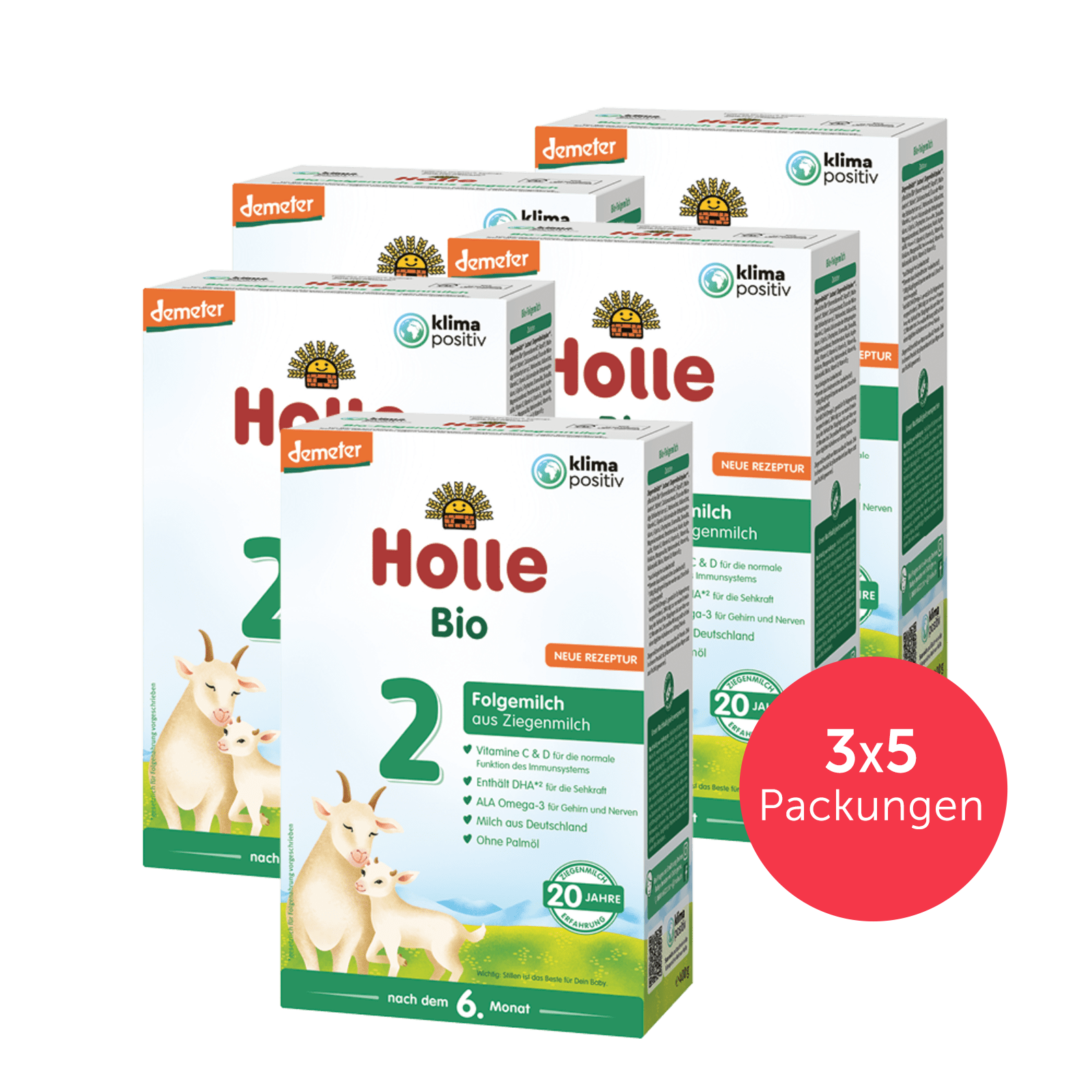 3er Pack Demeter Folgemilch 2 auf Ziegenmilchbasis - 5x400g - nach dem 6. Monat