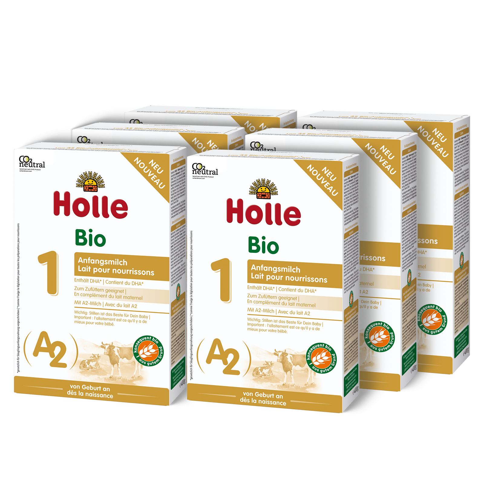 6er Pack A2 Bio-Anfangsmilch 1 von Geburt an (400g)