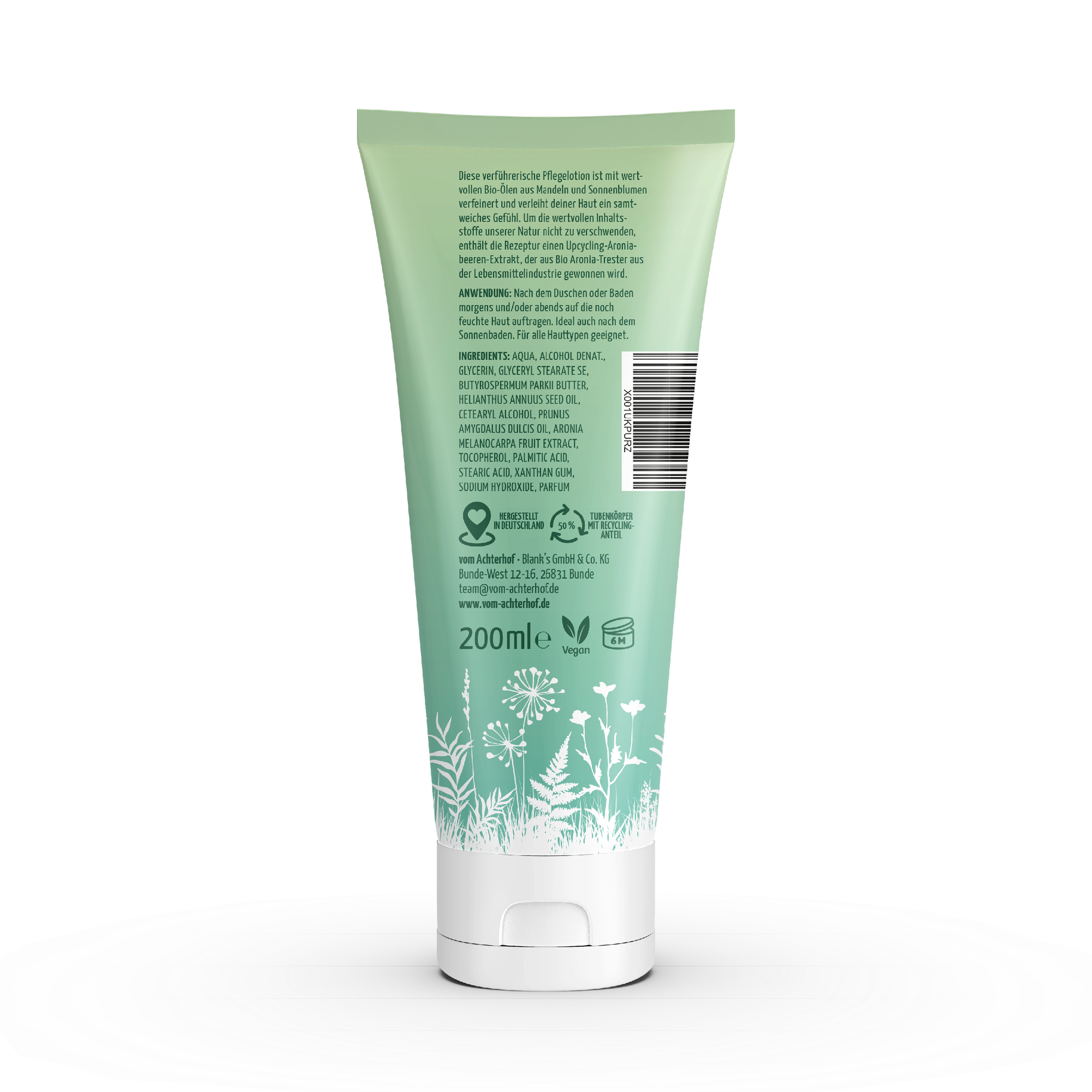 Körperlotion mit Bio Sonnenblumenöl + Bio Mandelöl und Bio Aroniabeerenextrakt (200ml)