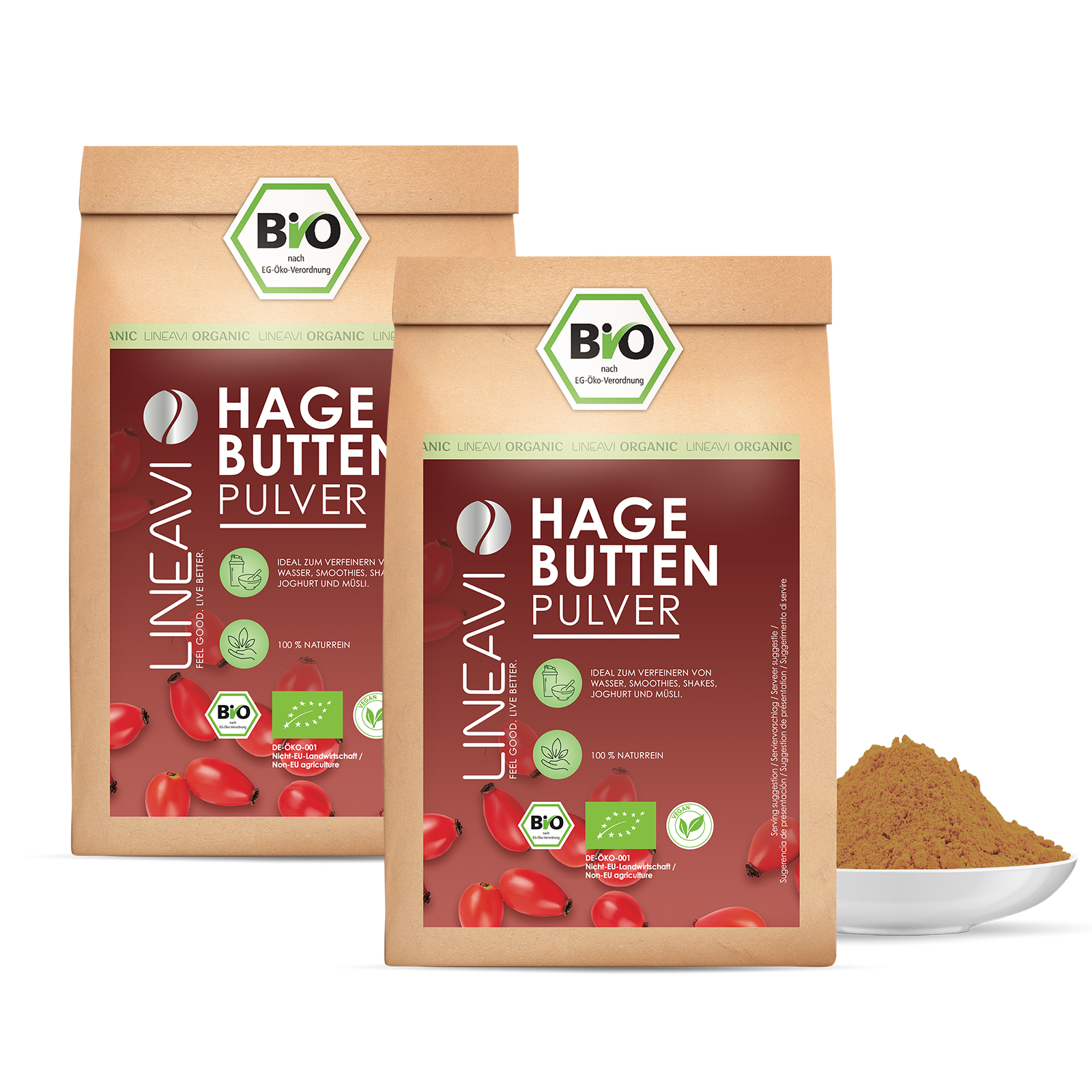 Doppelpack: Hagebuttenpulver bio (2x1000g)