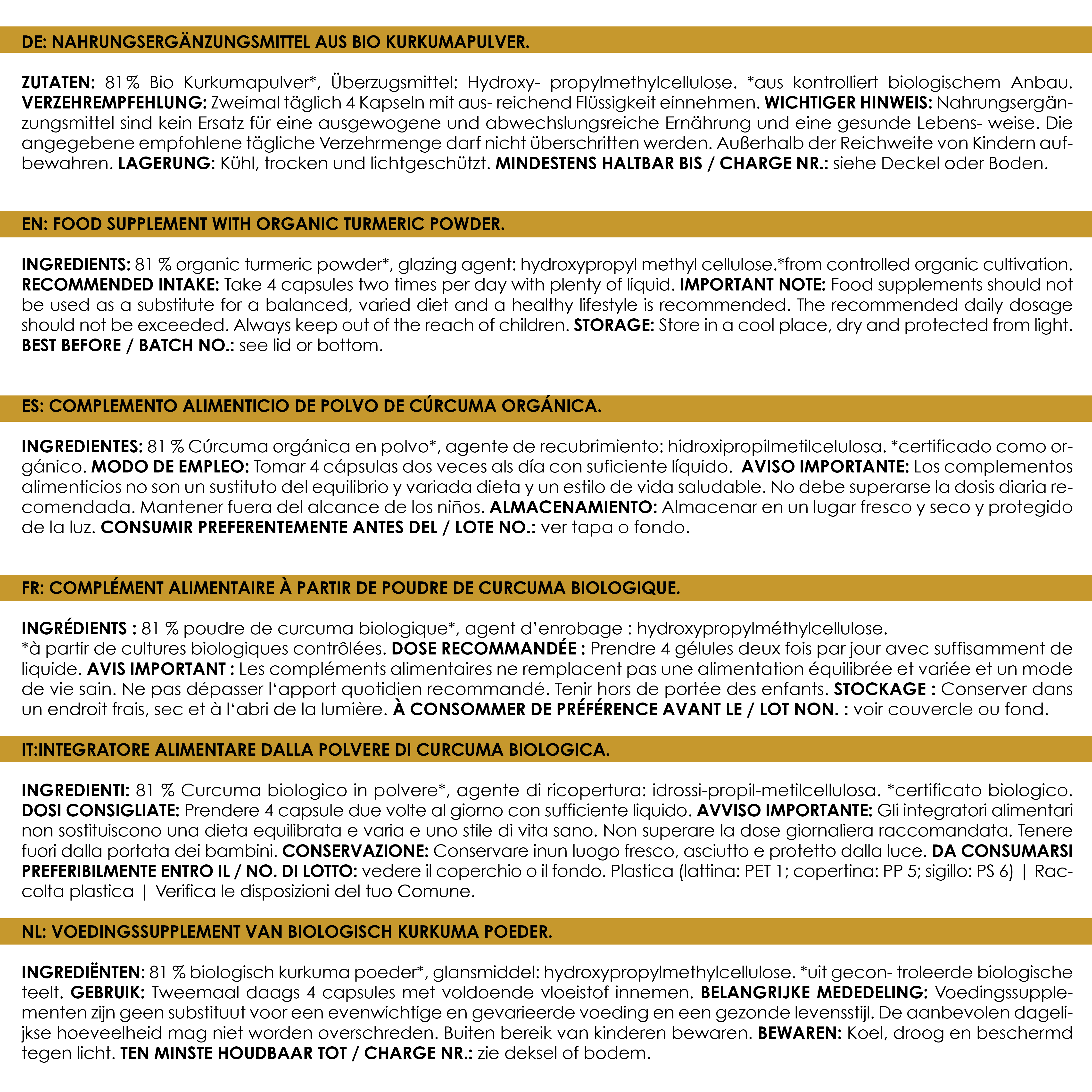 Kurkuma Kapseln bio (180 Kapseln)