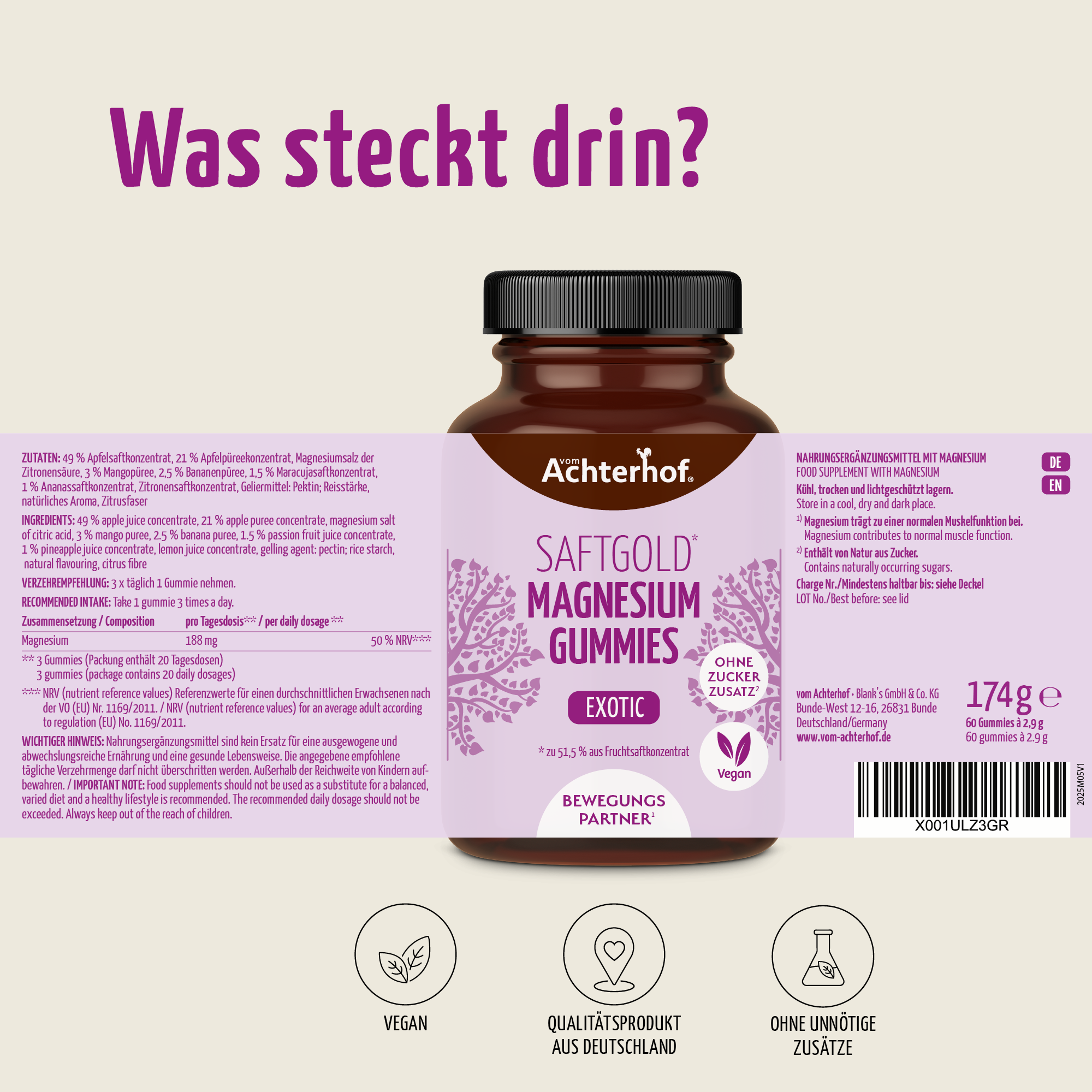Saftgold Magnesium Gummies Exotische Früchte (60 Stück)
