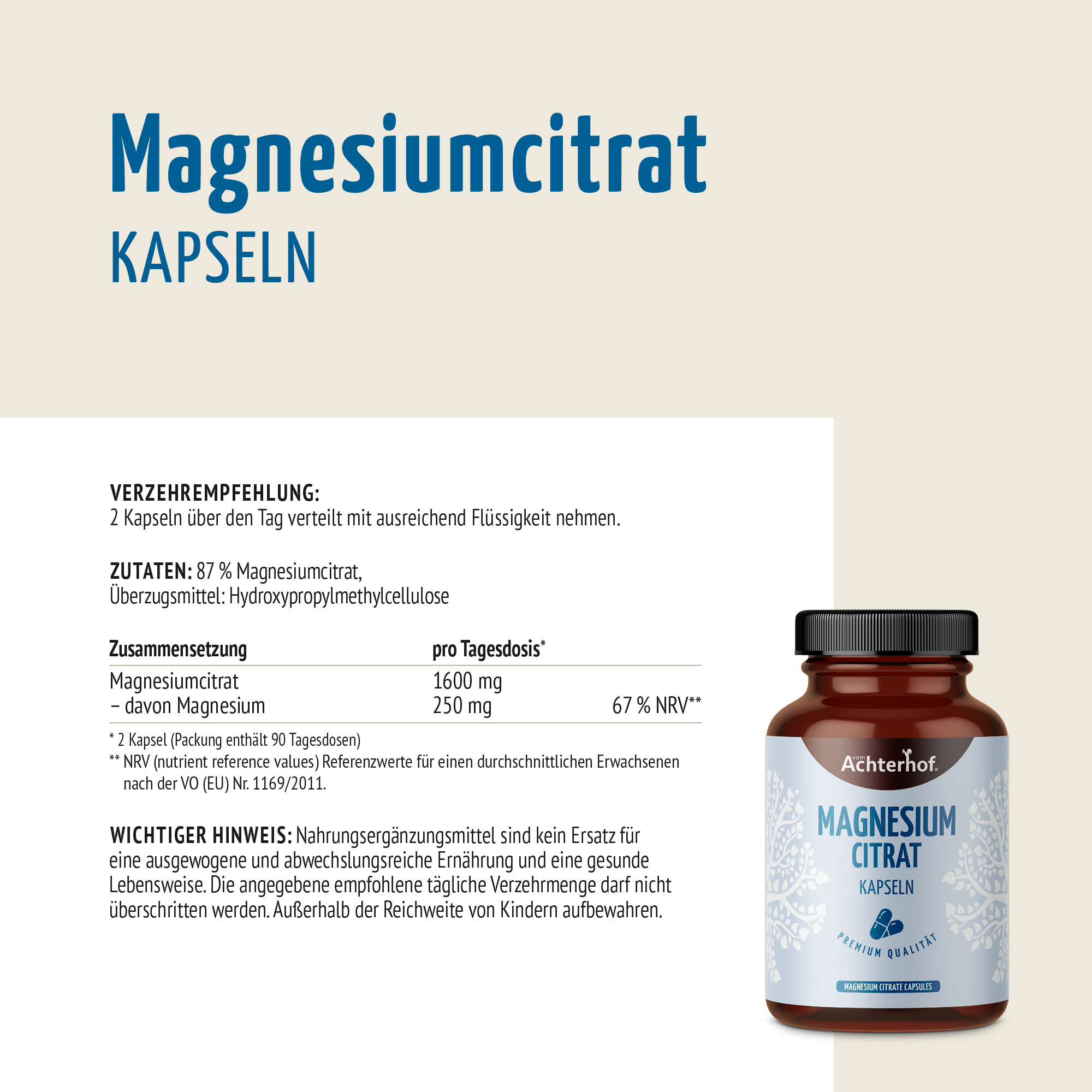 Magnesiumcitrat Kapseln (180 Kapseln)