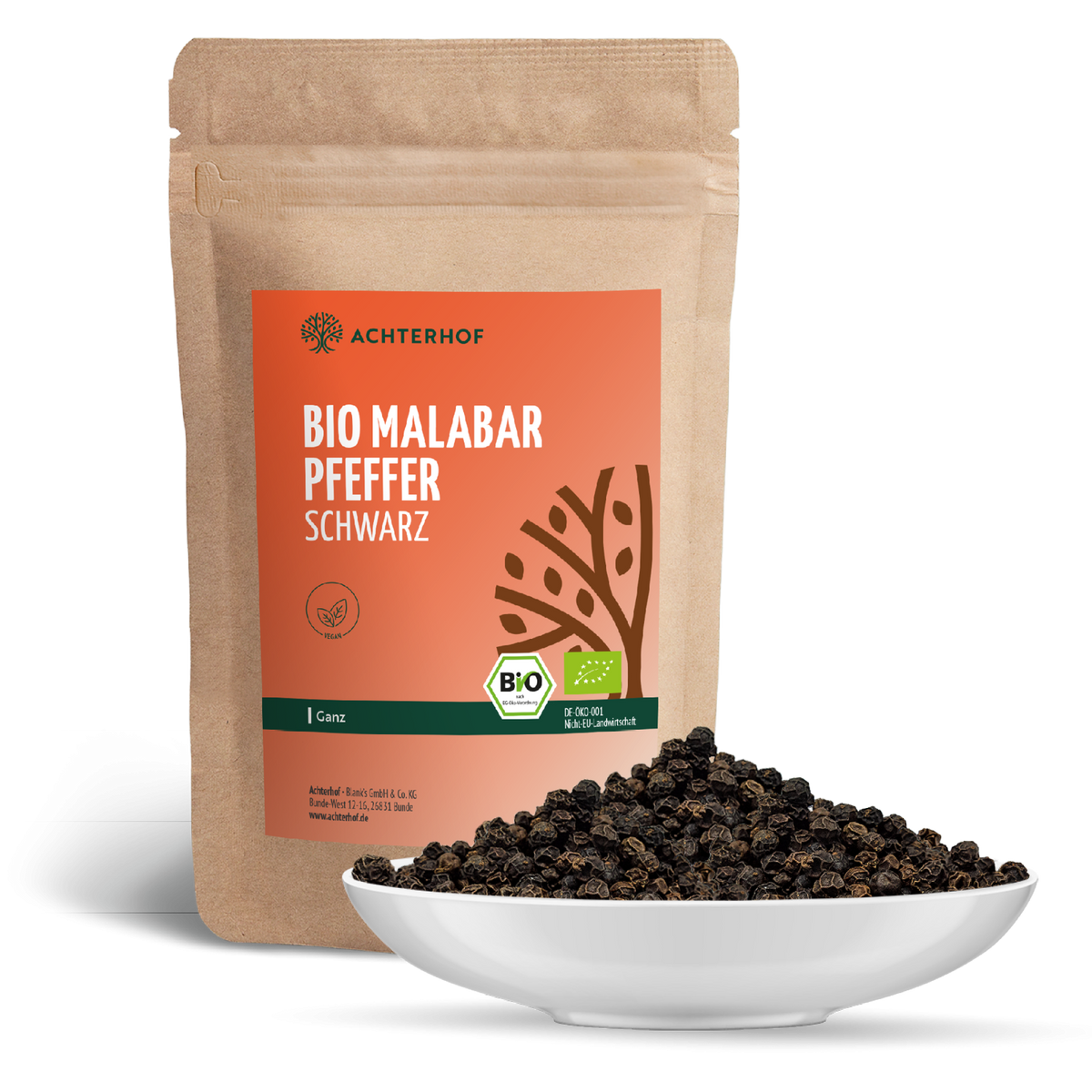 Malabar Pfeffer schwarz ganz Bio (250g)