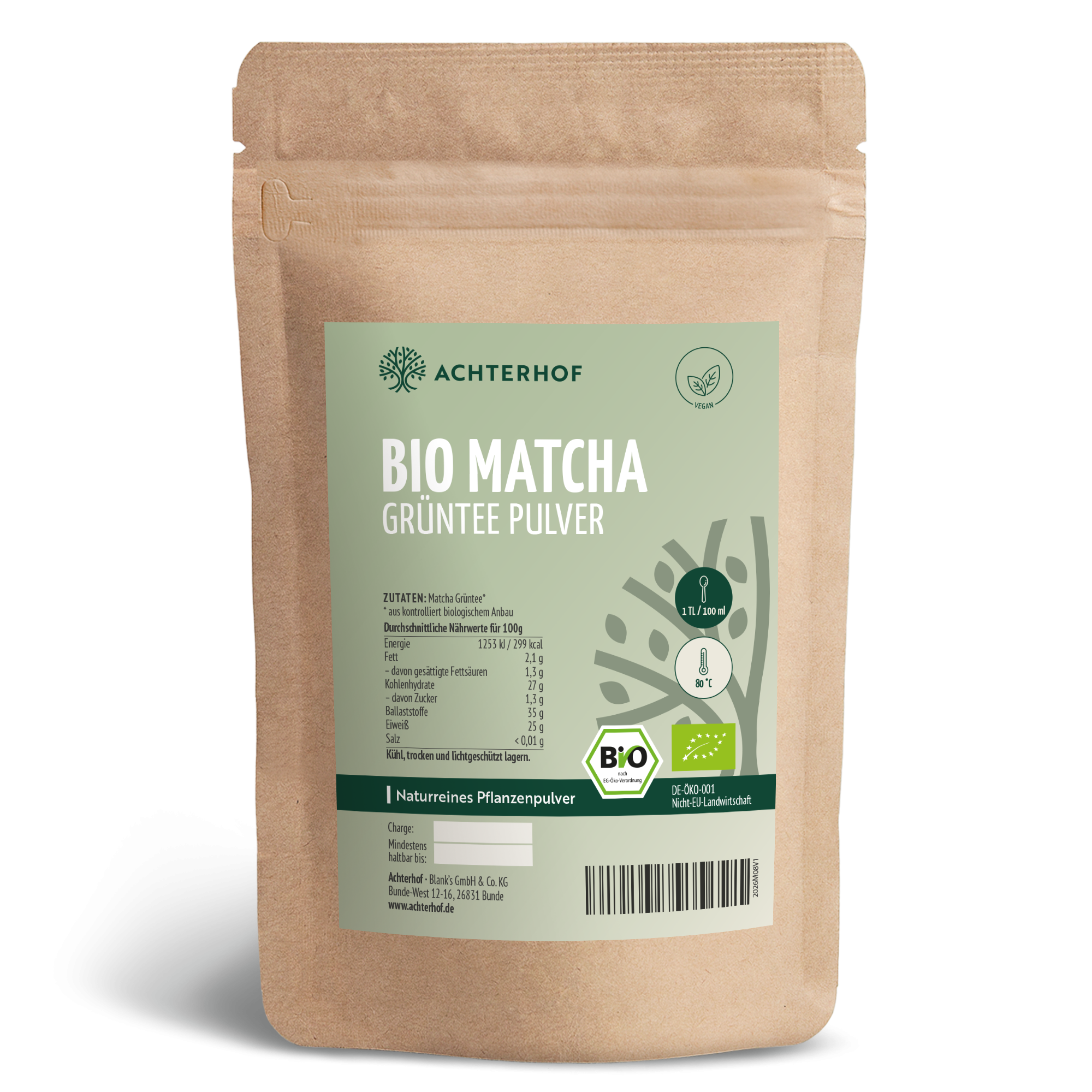 Bio Matcha Grüntee Pulver (250g)