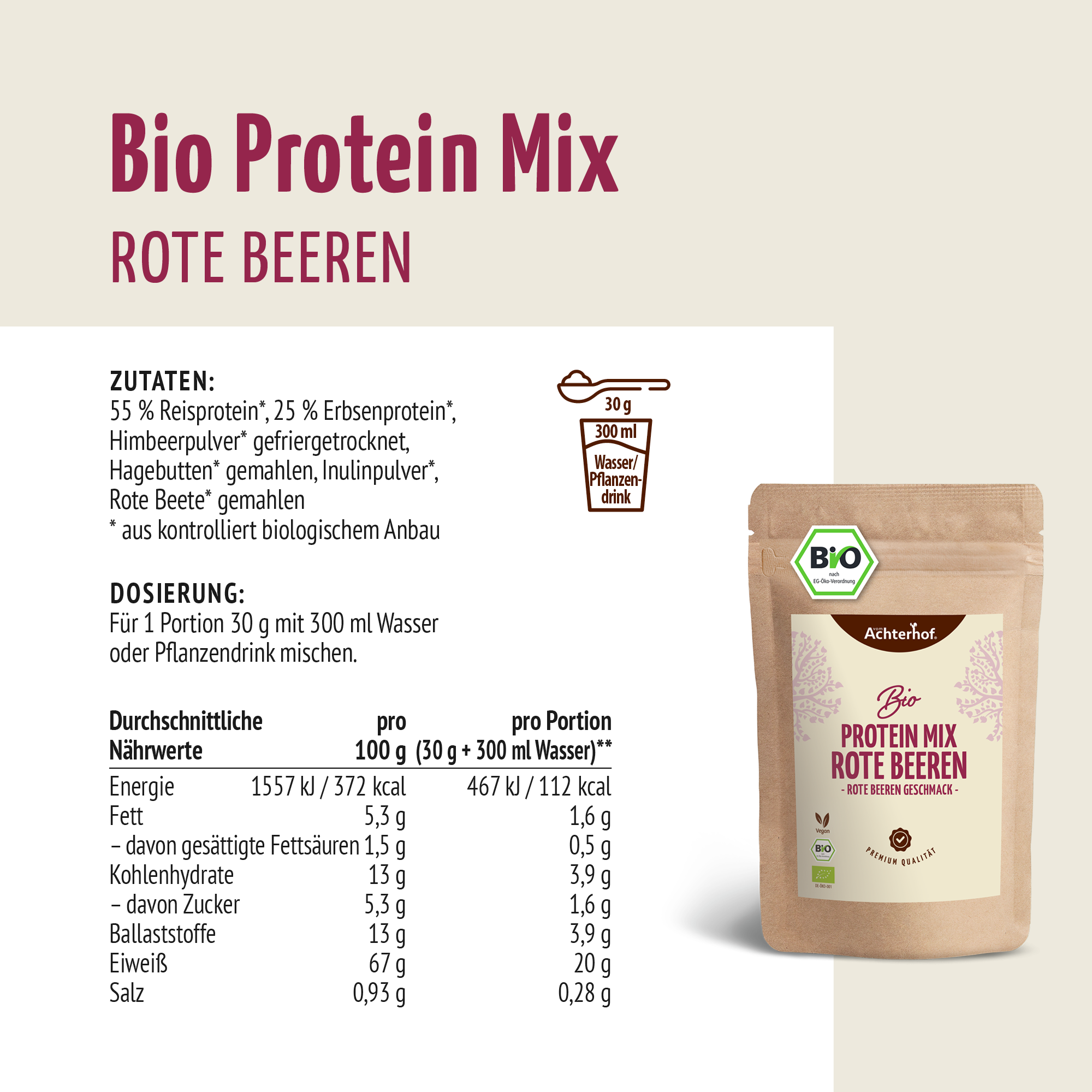 Bio Protein Mix mit rote Beeren (250g)