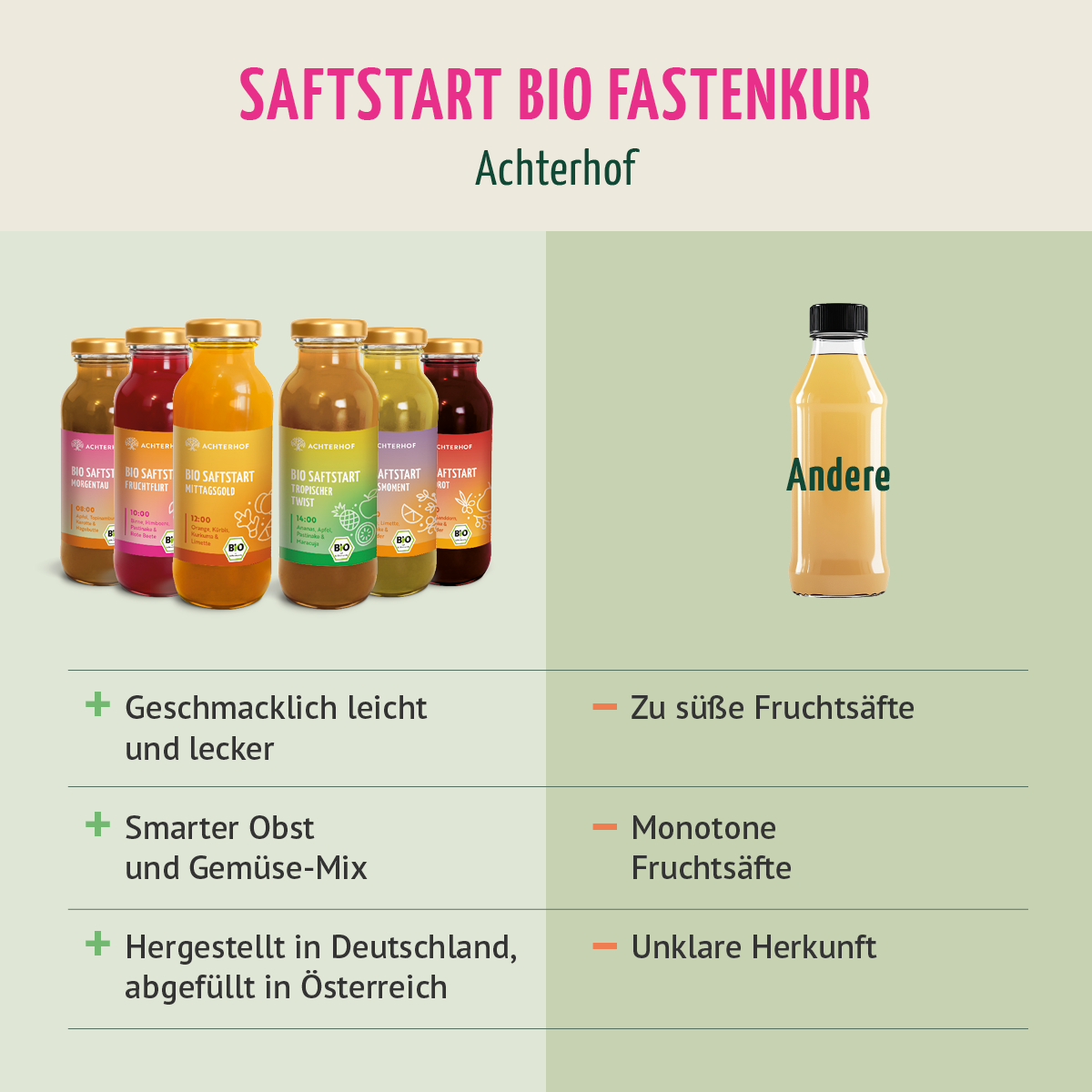 Saftstart Bio Fastenkur 1-7 Tage (6 Flaschen pro Tag)
