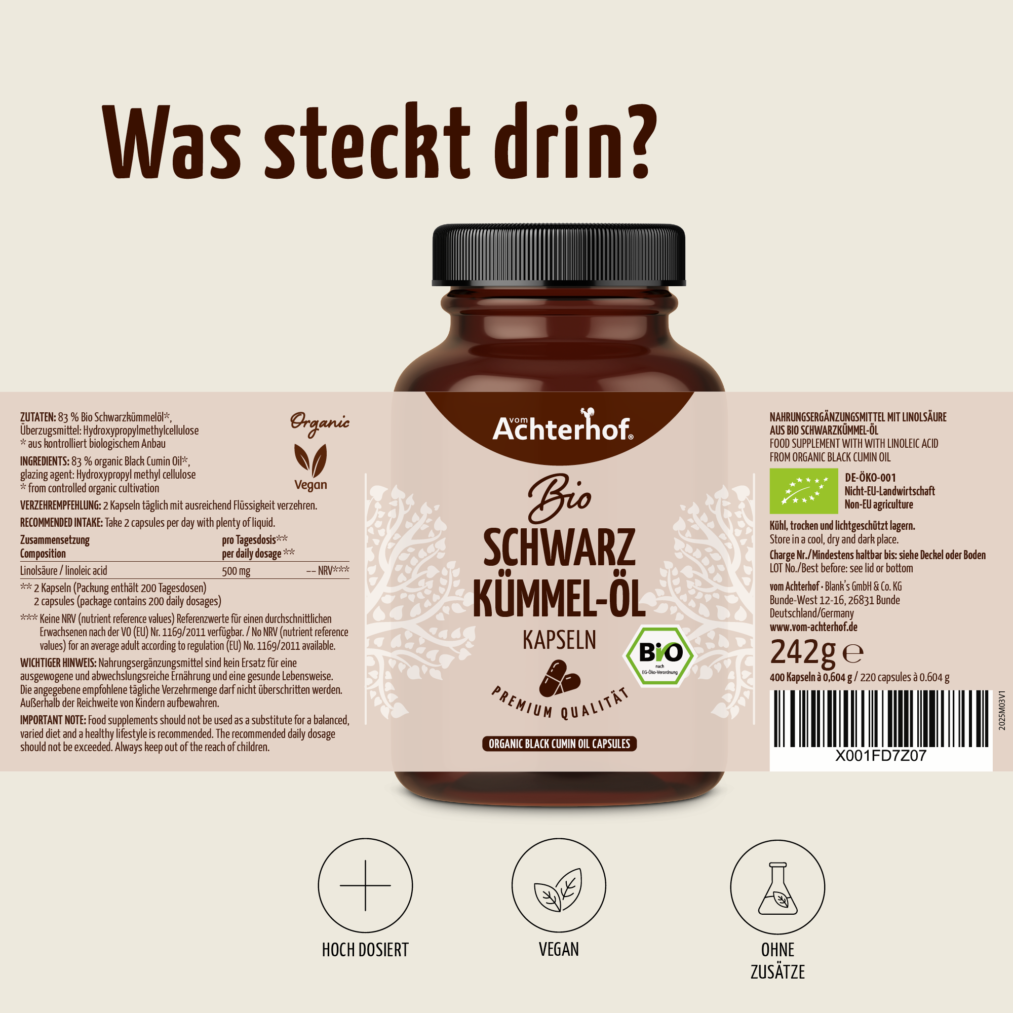Bio Schwarzkümmel-Öl Kapseln (400 Kapseln)