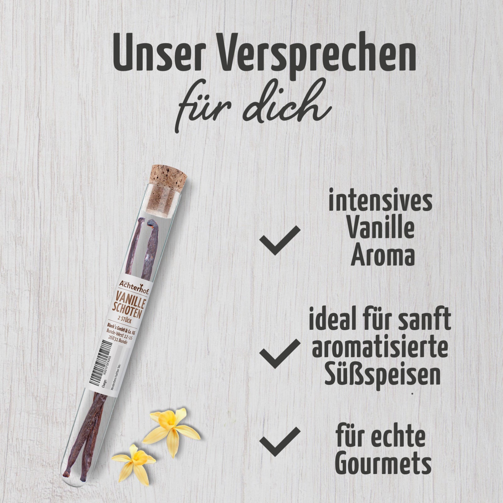 Vanilleschoten im Reagenzglas (2 Stück)
