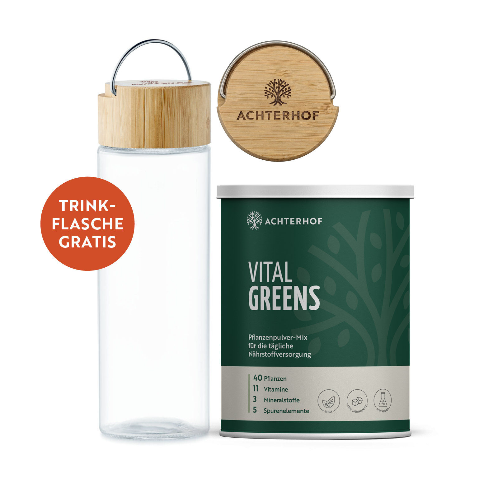 Greens & Glas-Trinkflasche Set