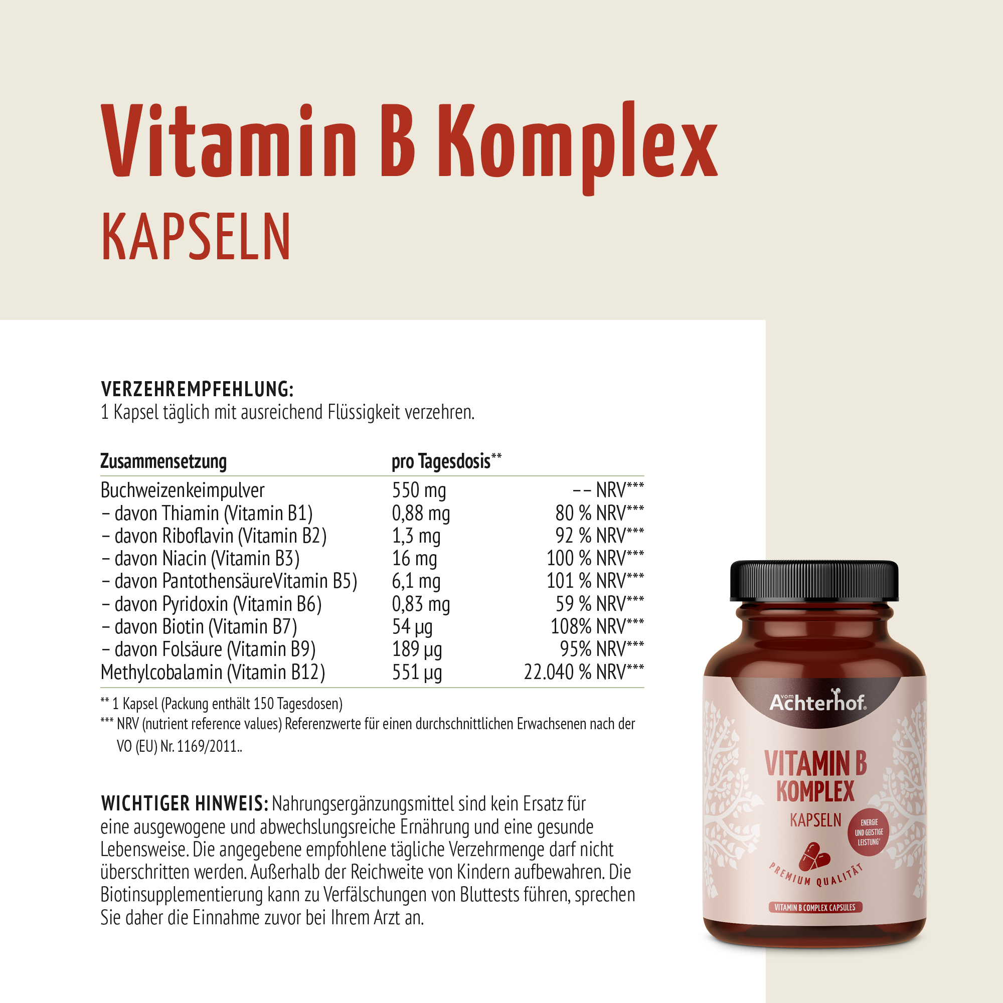 Vitamin B Komplex (150 Kapseln)