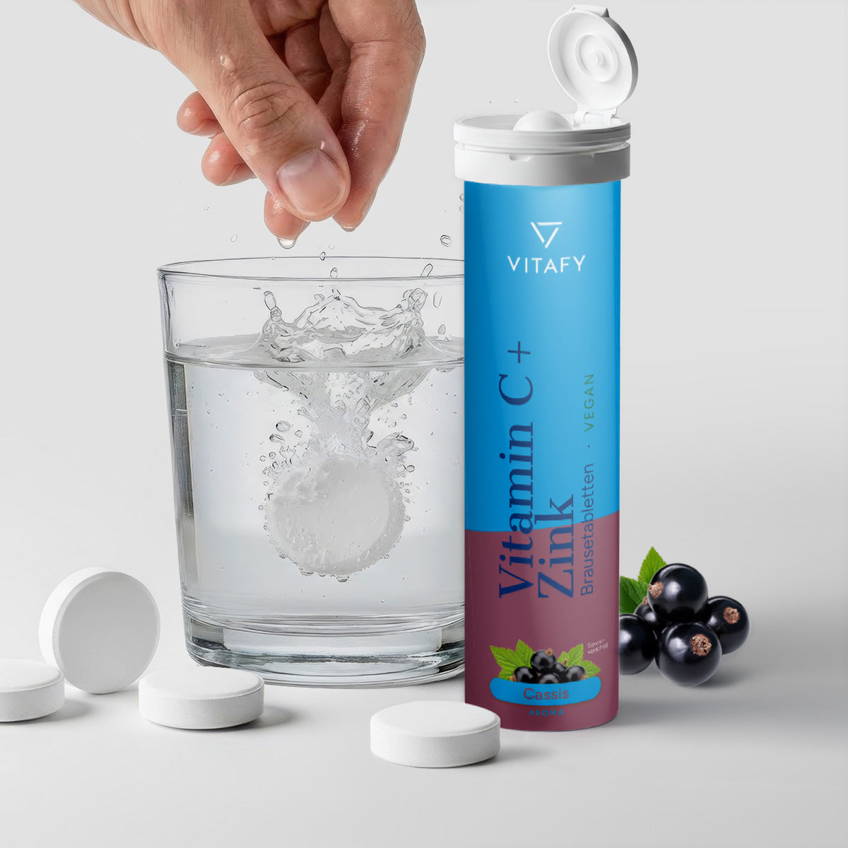 Vitamin C + Zink - Cassis (20 Brausetabletten)