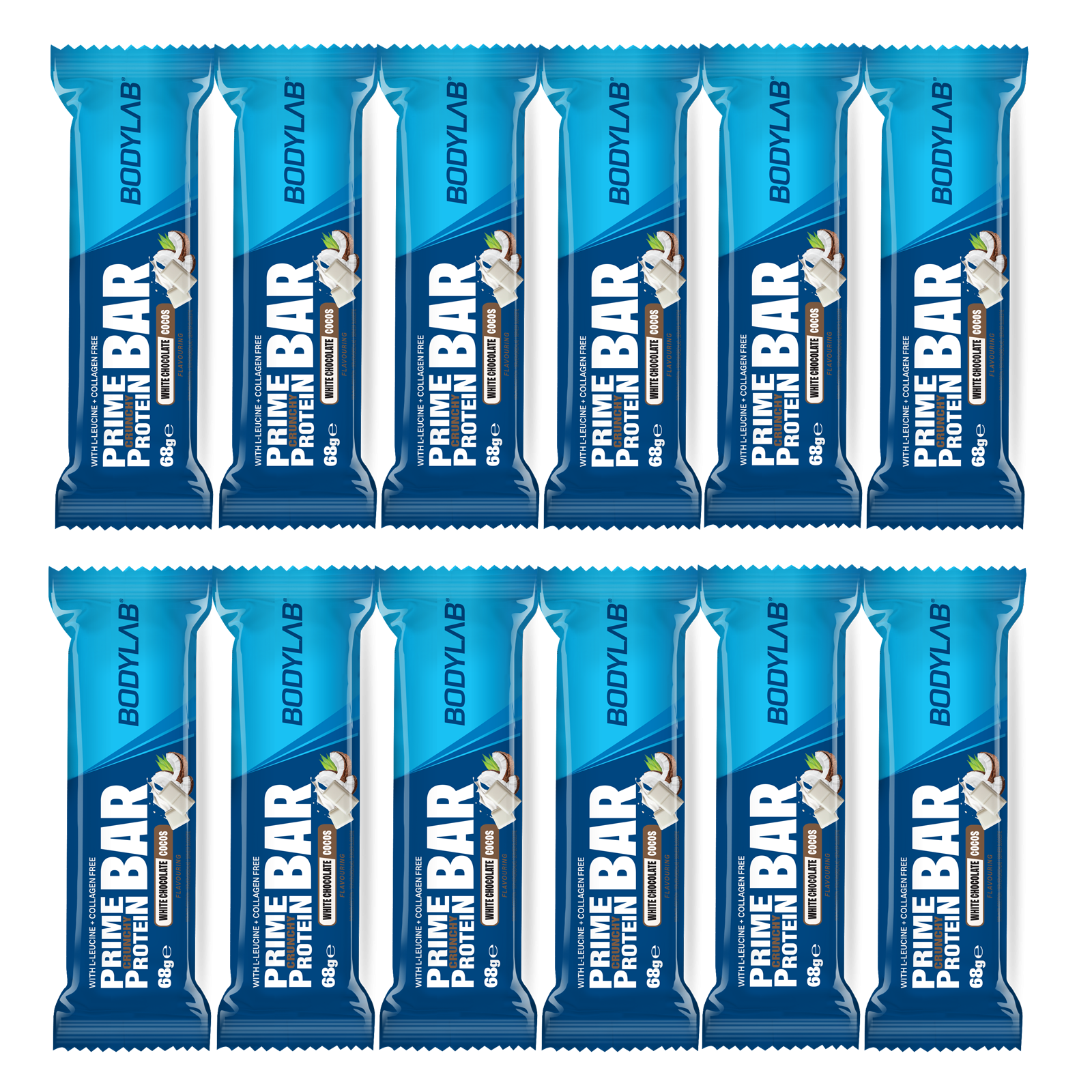 Prime Crunchy Protein Bar - 3 g Leucin (12x65g) White Chocolate & Coconut