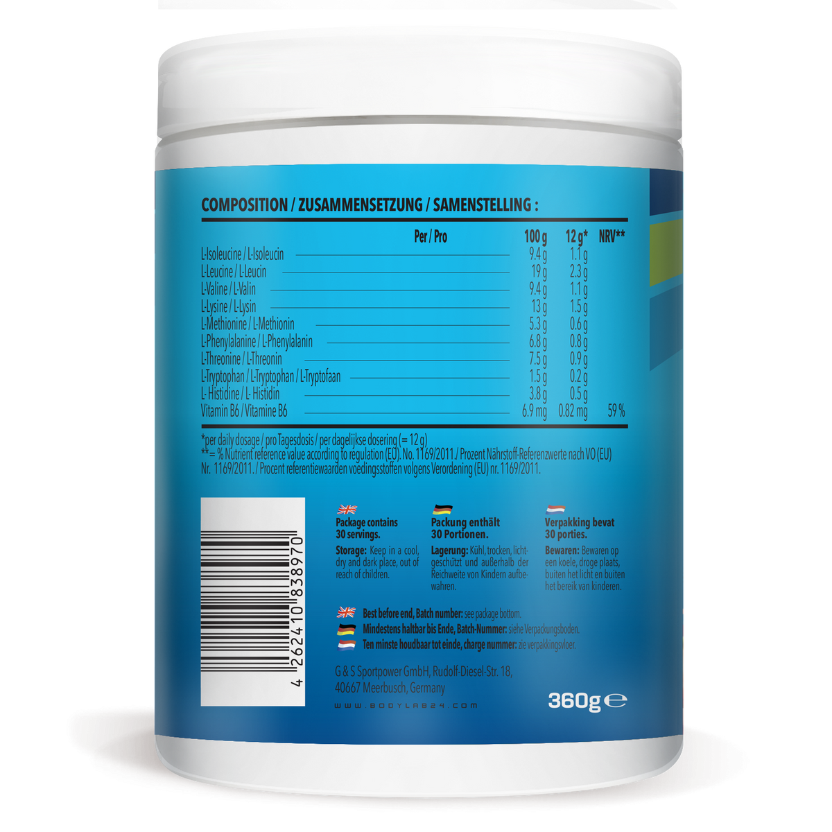 EAA Essential Amino Acids (360g) Lemon