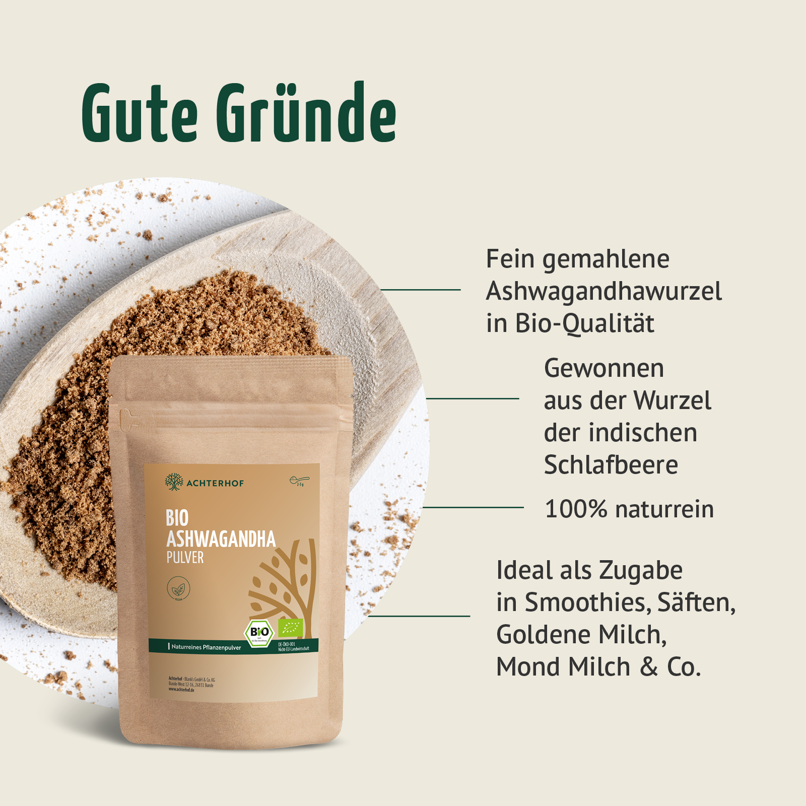 Bio Ashwagandha Pulver (500g)