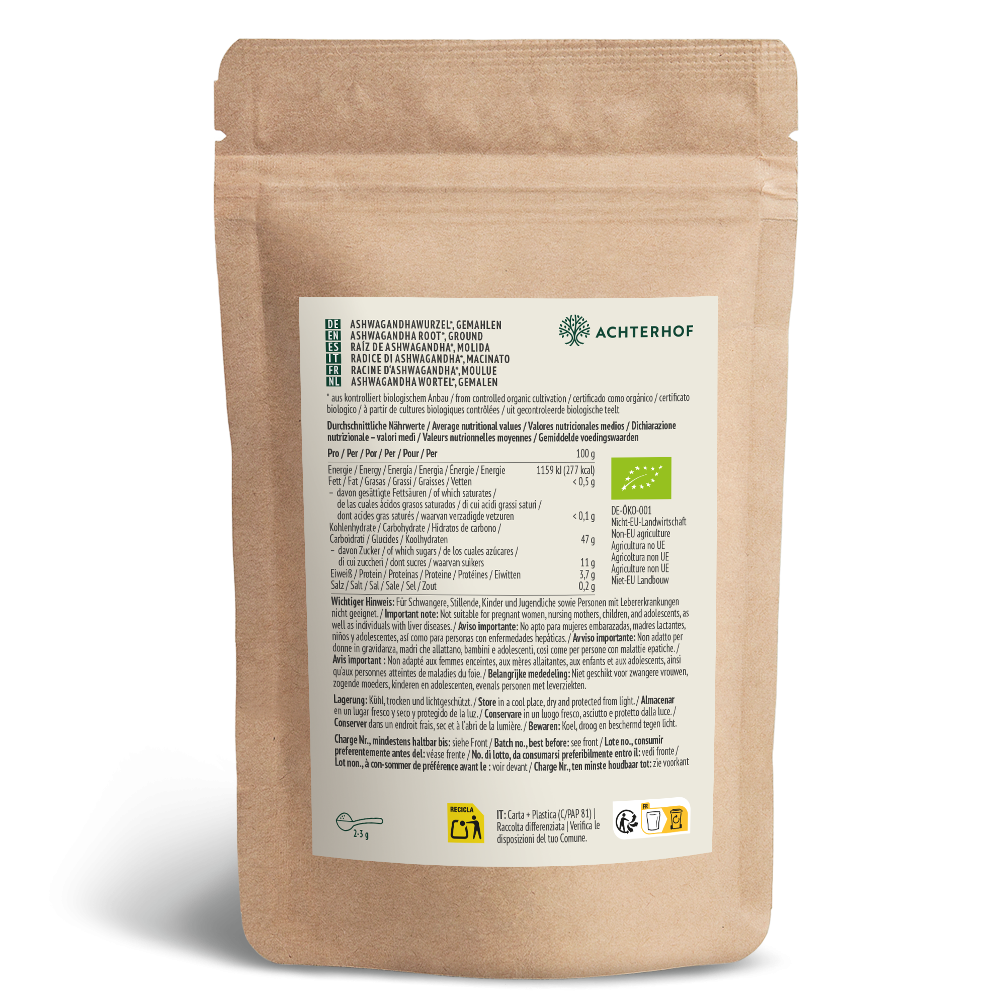 Bio Ashwagandha Pulver (500g)