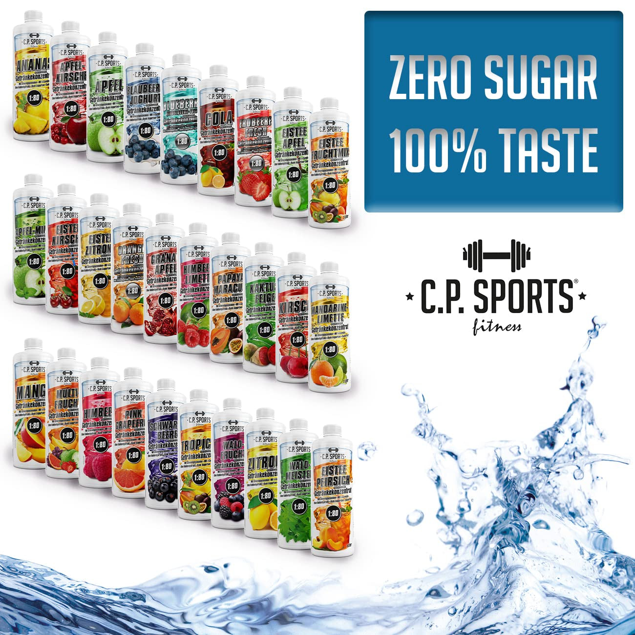 C.P. Sports Getränkekonzentrat (1000ml) + Dosierpumpe