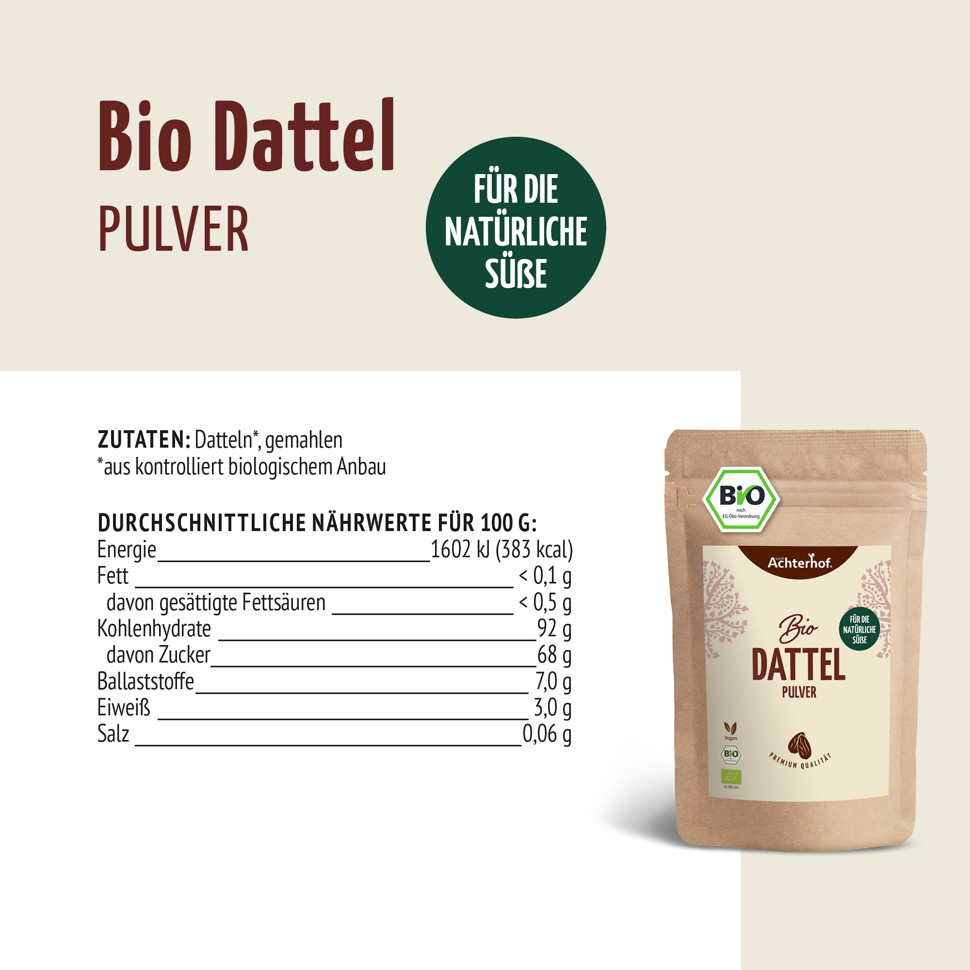 Bio Dattel Pulver (250g)