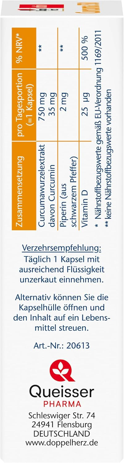 Curcuma 750 mit Curcumin + Vitamin D3 1000 I.E. (30 Kapseln)